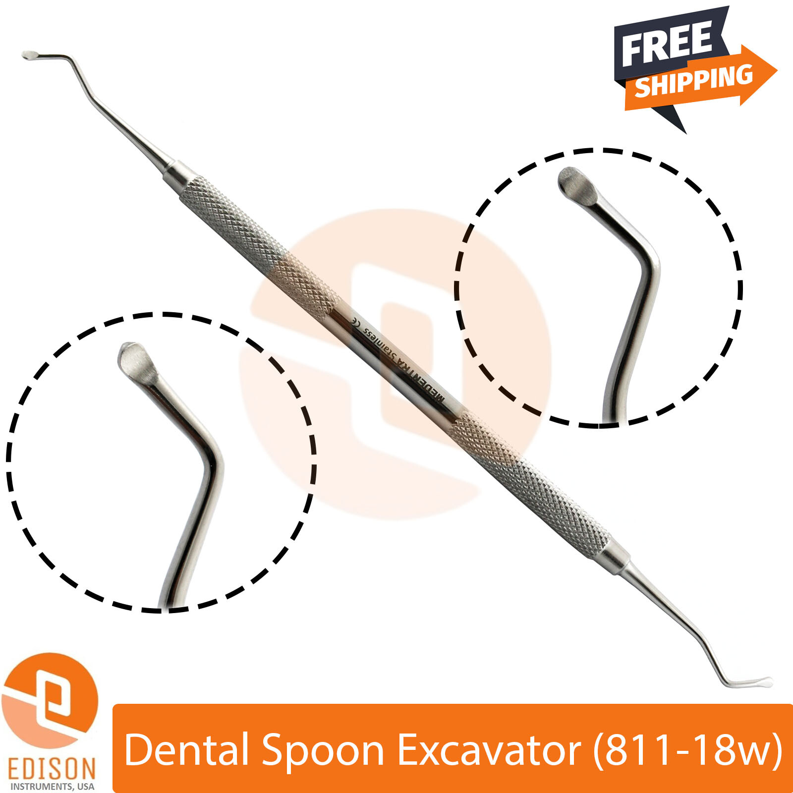 Dental Restorative Excavators 17W,18W,19W Removal Decayed Dentin Debris Set Of 3