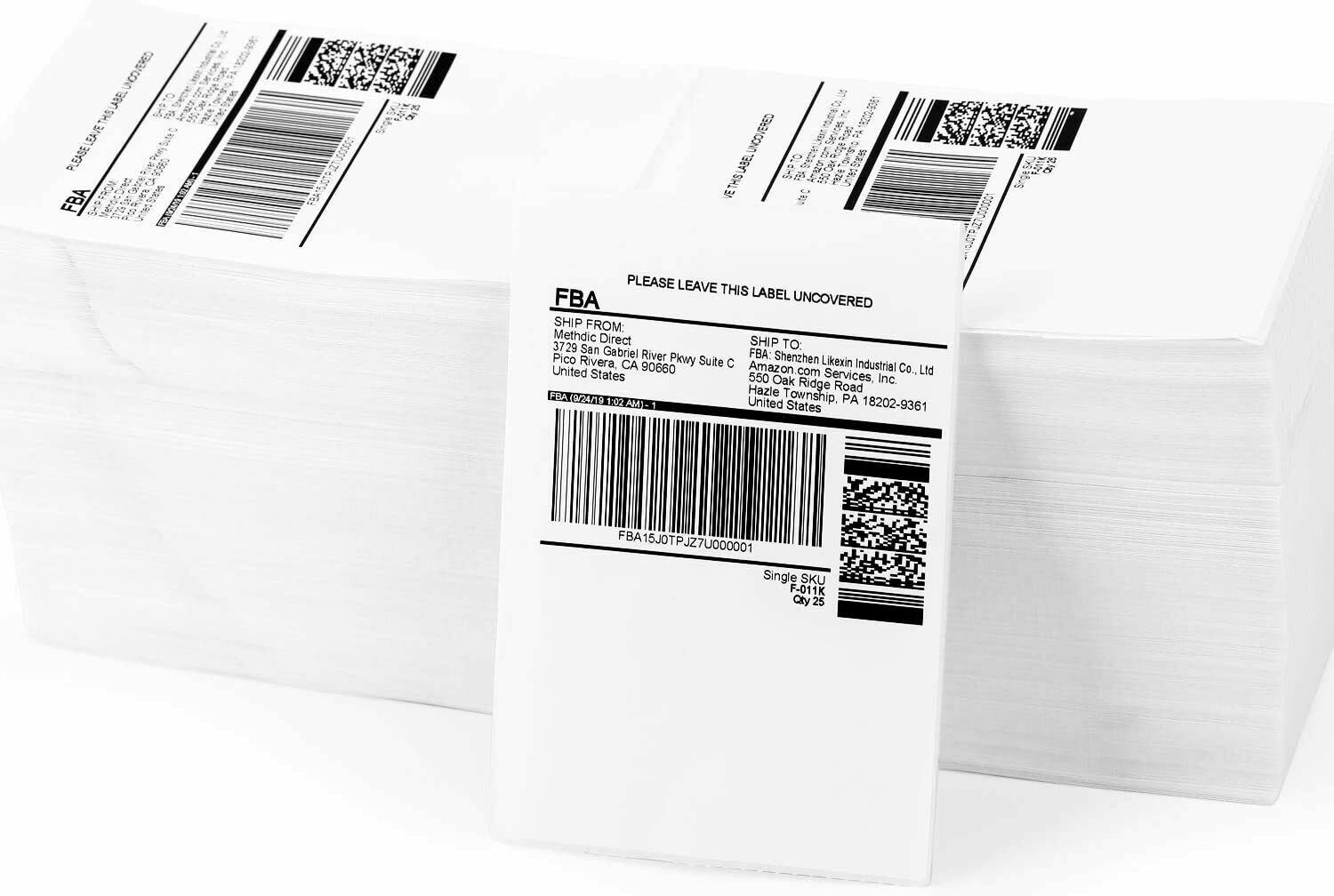500/1000 4×6″ Fanfold Direct Thermal Shipping Label for Zebra and Rollo Printers