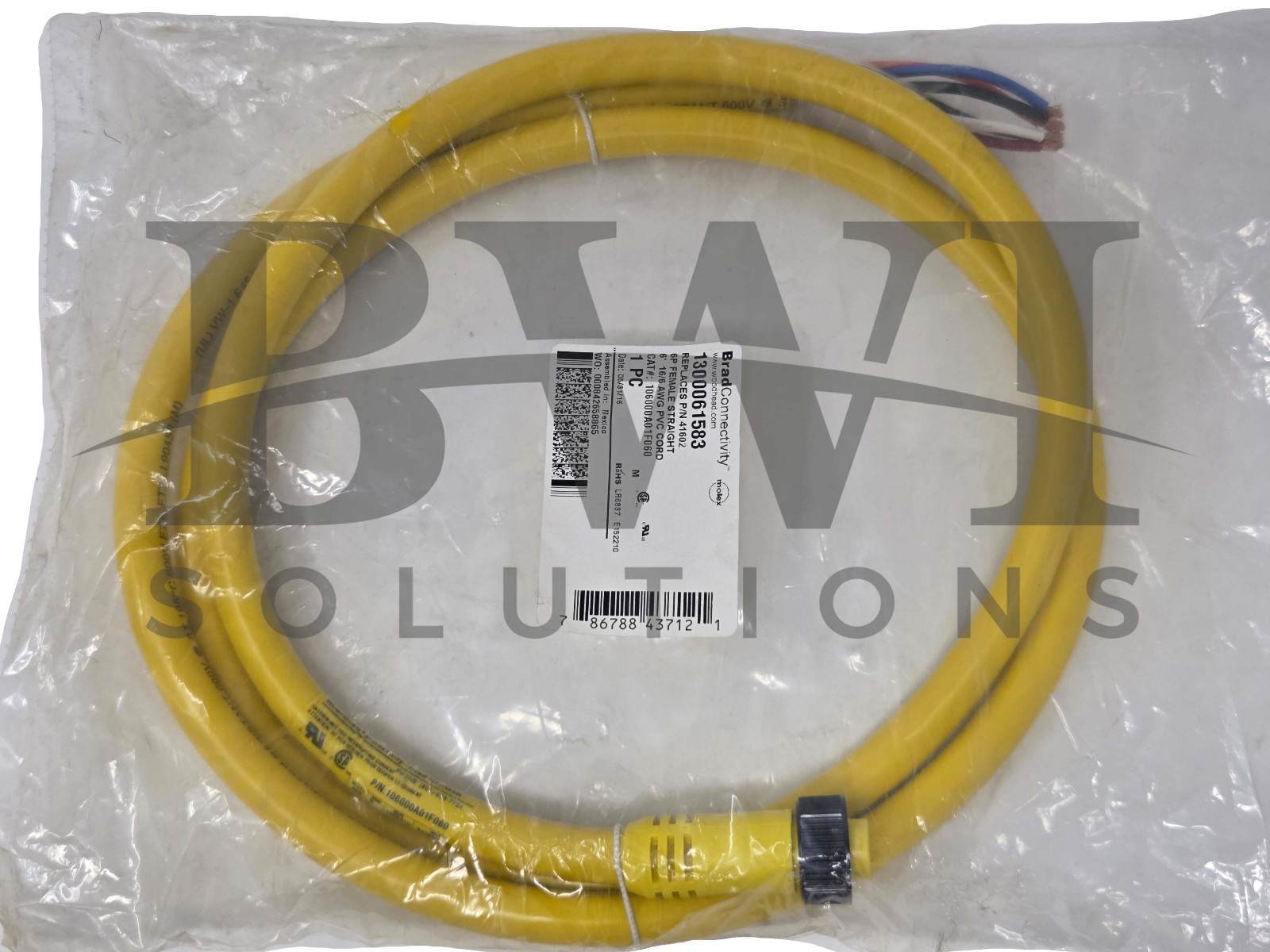 SEALED BradConnectivity Molex 1300061583 6FT Cordset 106000A01F060 Lot of 3