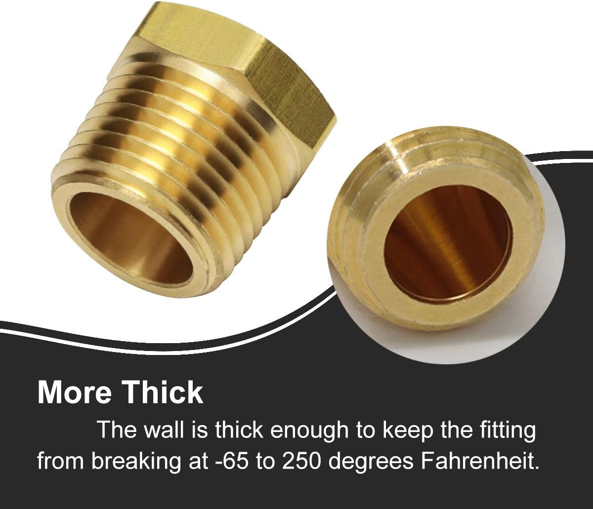 2Pcs 1/2 Inch NPT Male to 1/4 Inch NPT Female Reducer Brass Pipe Hose Tube Fitti