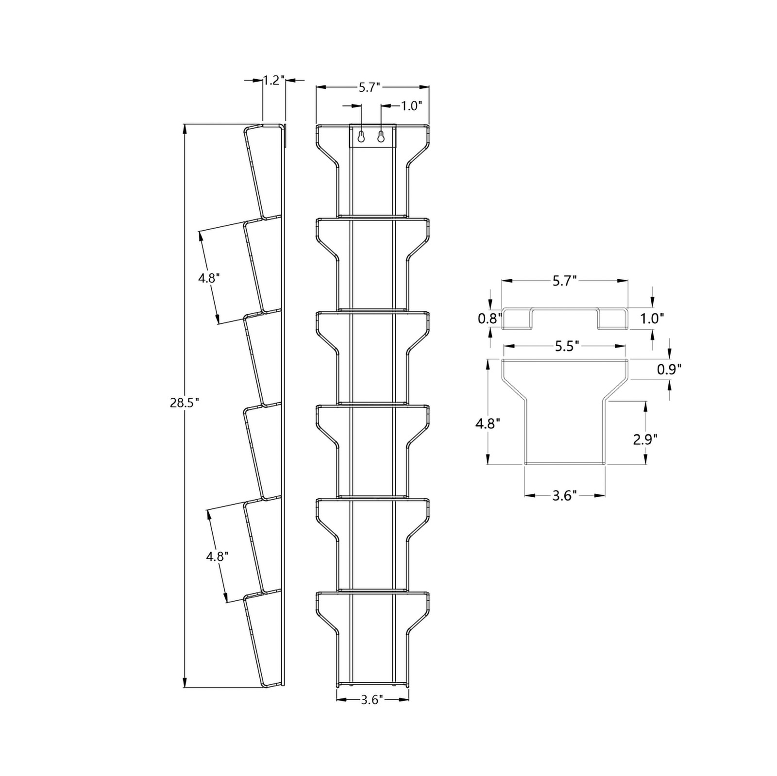 Wall Mount 5X7 Inches 5.8 Max Greeting Card Post Card Display Wire Rack Black