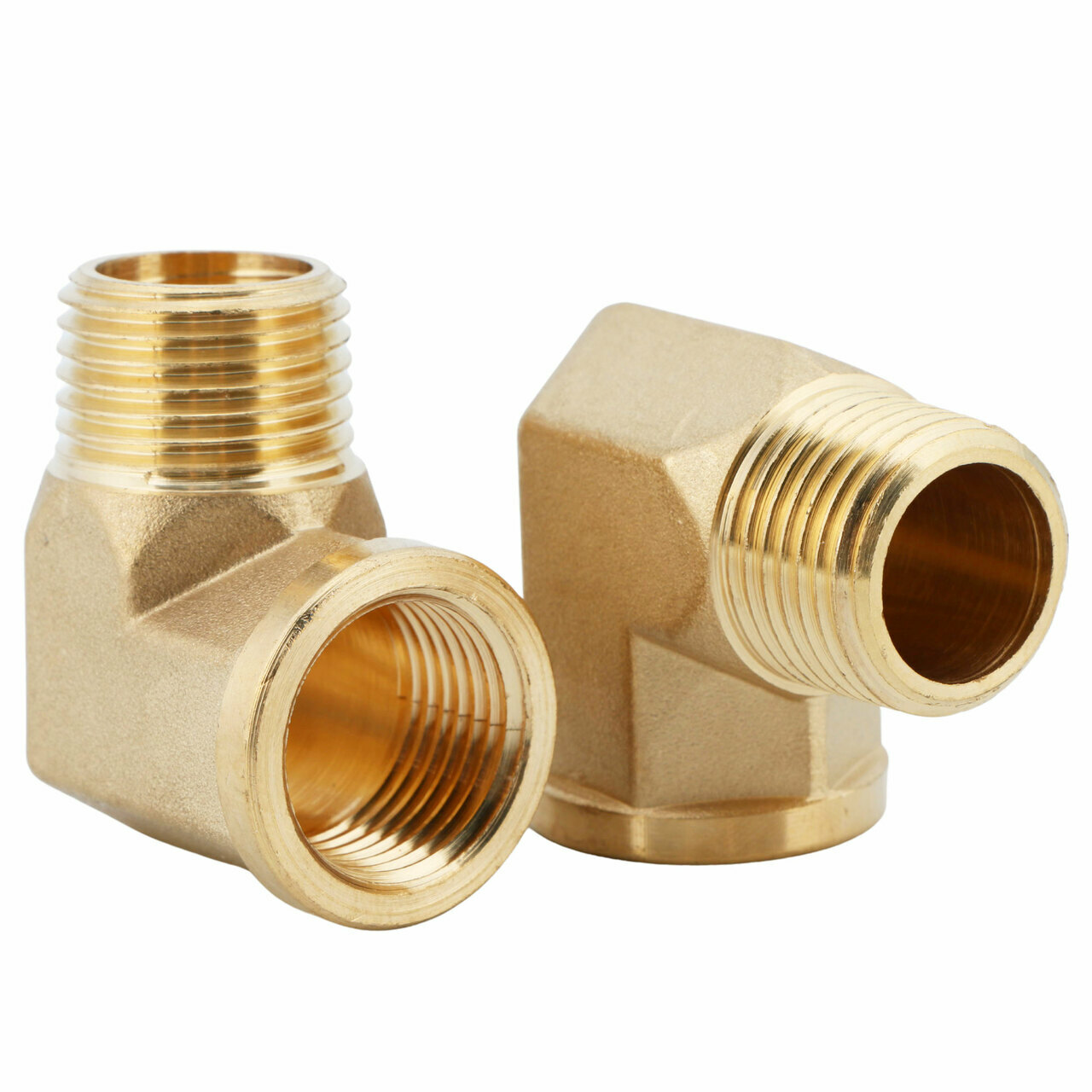 U.S. Solid 2pcs Brass Barstock Street Elbow Pipe Fitting, MNPT 1/2″ x FNPT 1/2″