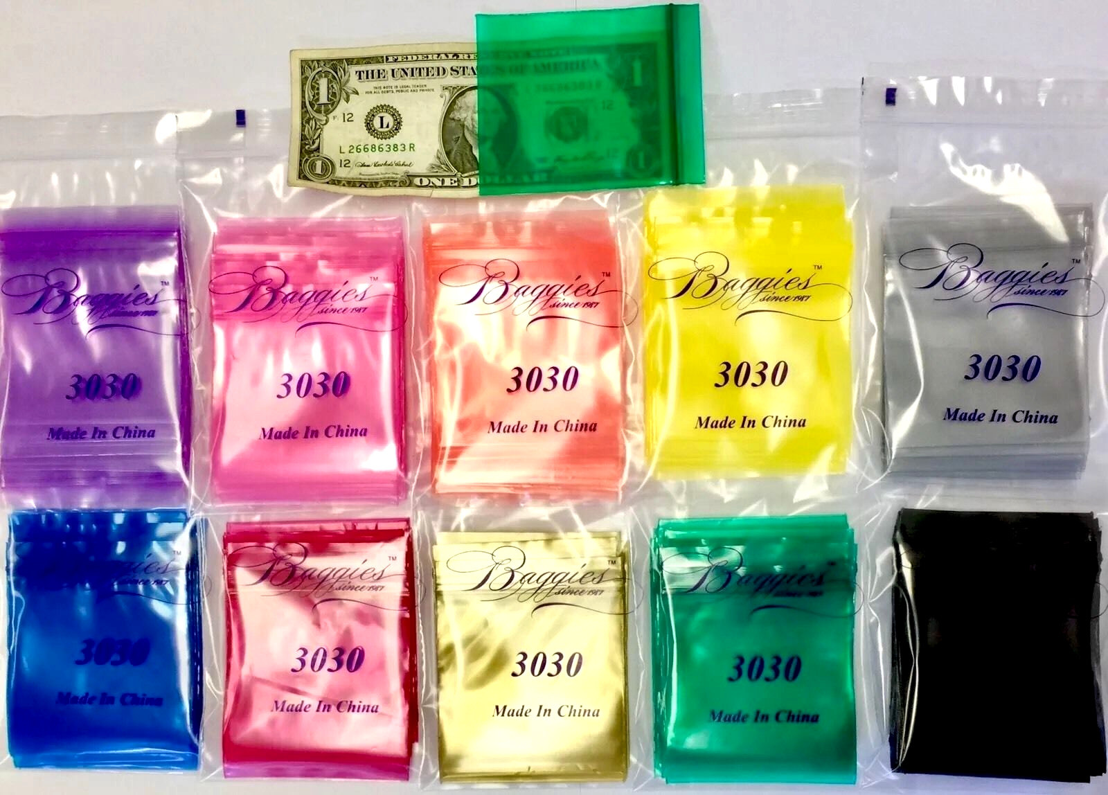 BaggiesSince1987 – 3030 Zip Color Bags 3″ X 3″ 100PCS MIX OR CHOOSE, READ DETAIL