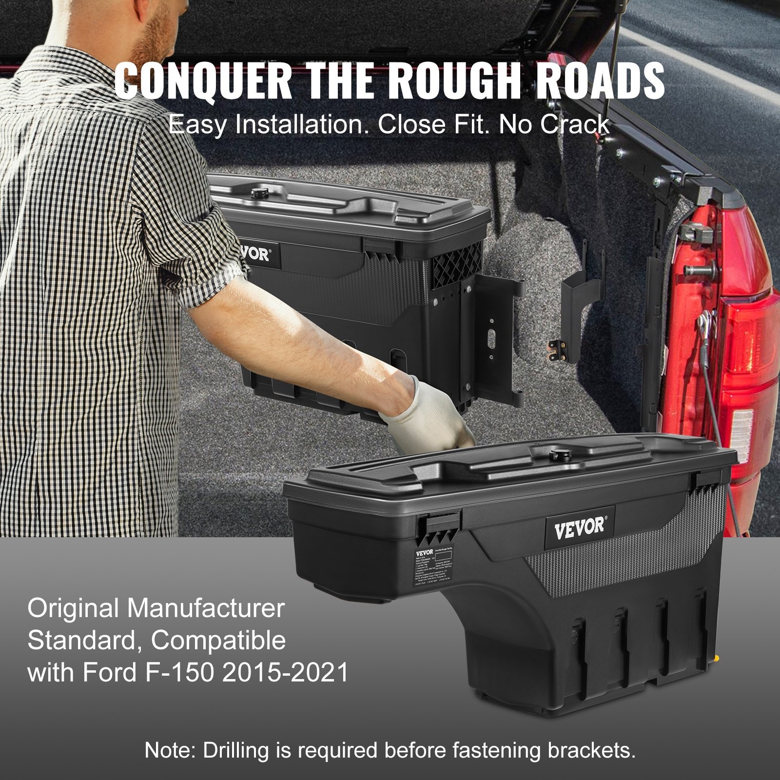 Truck Bed Storage Box,Lockable Swing Case with Password Padlock,6.6 Gal/25 L AB