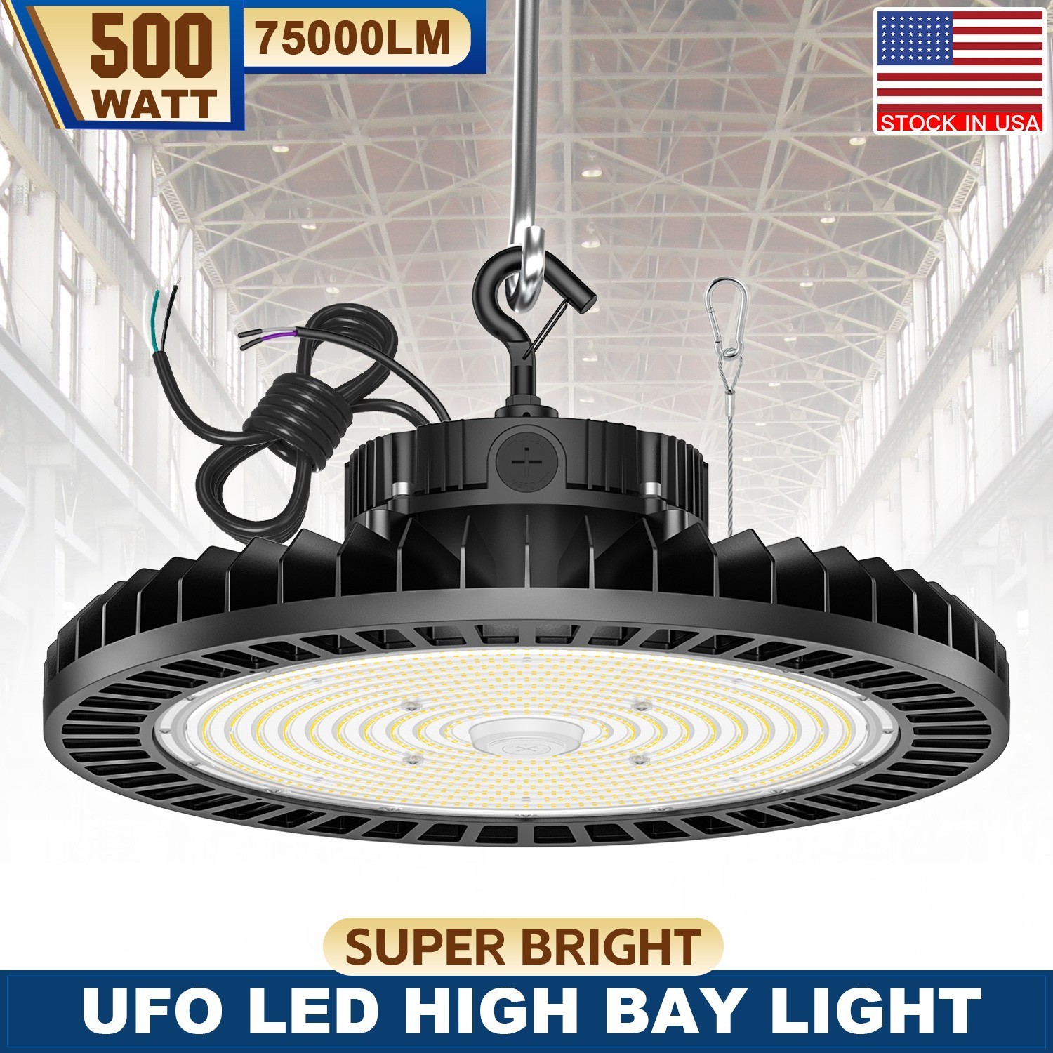 75000Lumens LED UFO High Bay Light 500W/400W/300W Commercial Warehouse 100V-277V