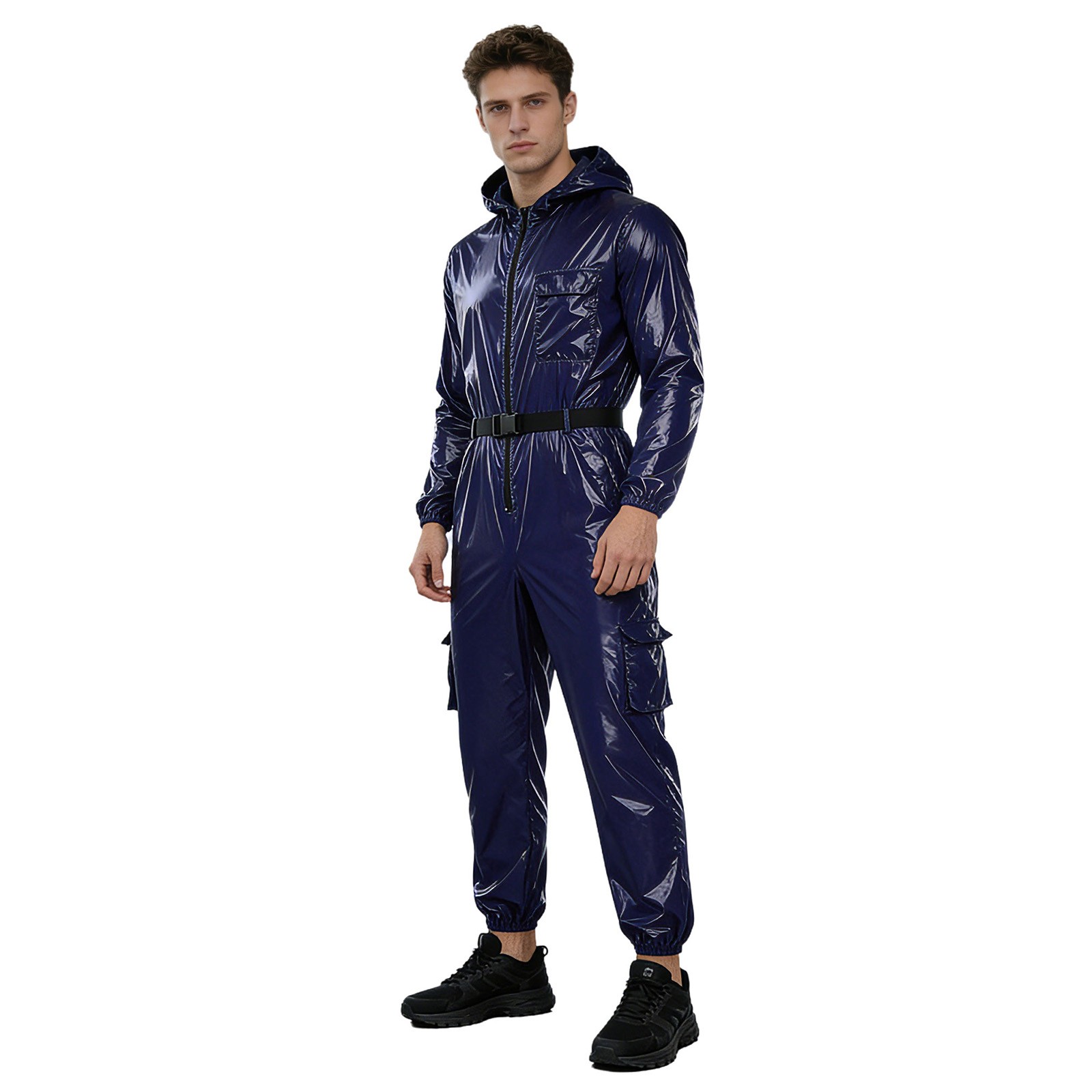 US Mens Waterproof Long Sleeve Coveralls Water Resistant Front Zipper Jumpsuit