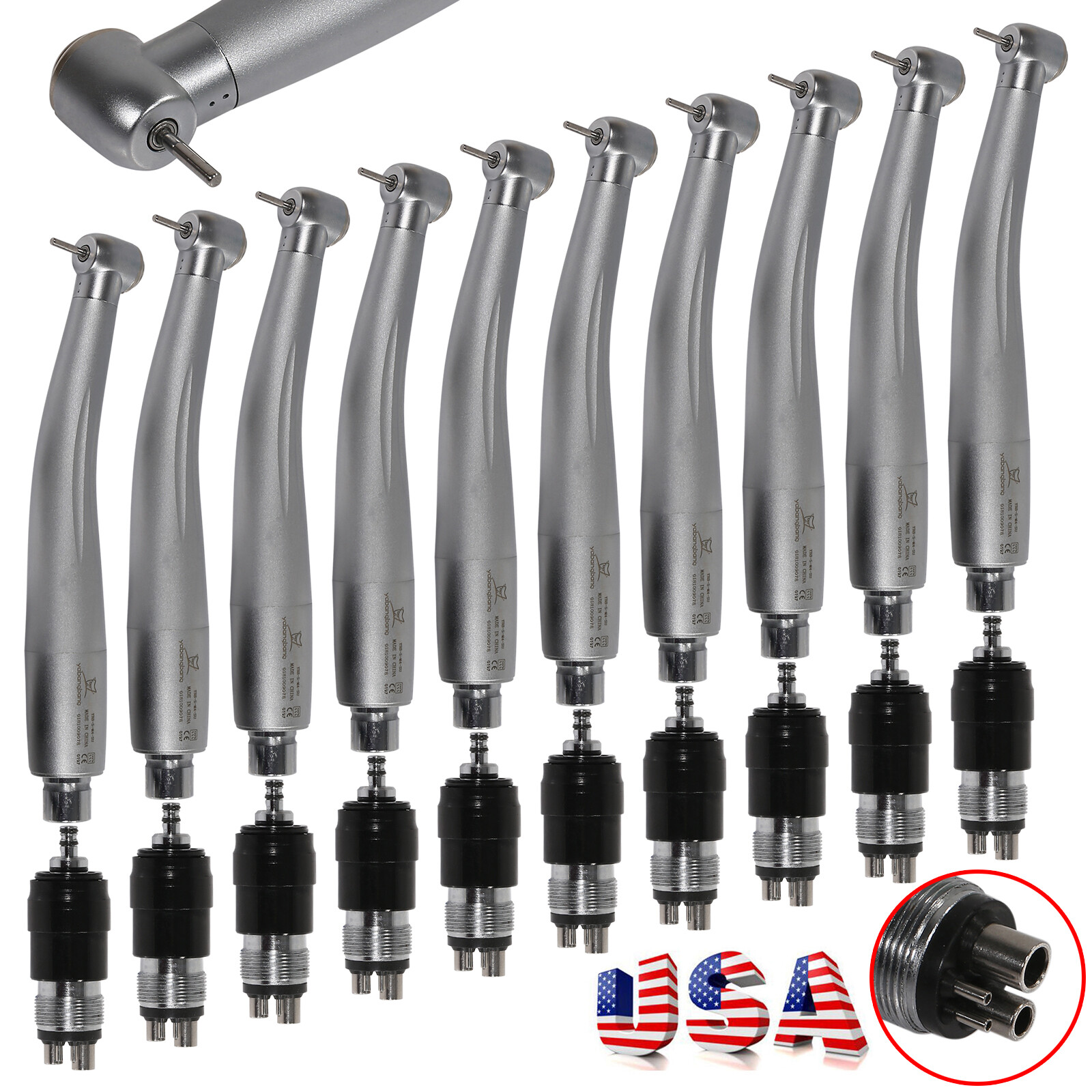 10*USA Dental High Speed Turbine Handpiece fit NSK 4Hole Coupler Swivel