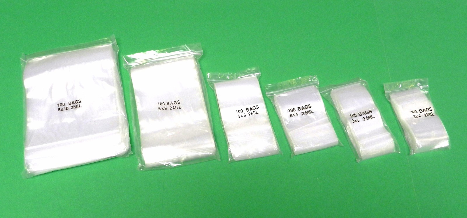 600 Zip Seal Lock Bags 2mil Clear 6 Assorted Sizes 100@ 3×4 3×5 4×4 4×6 6×9 8×10