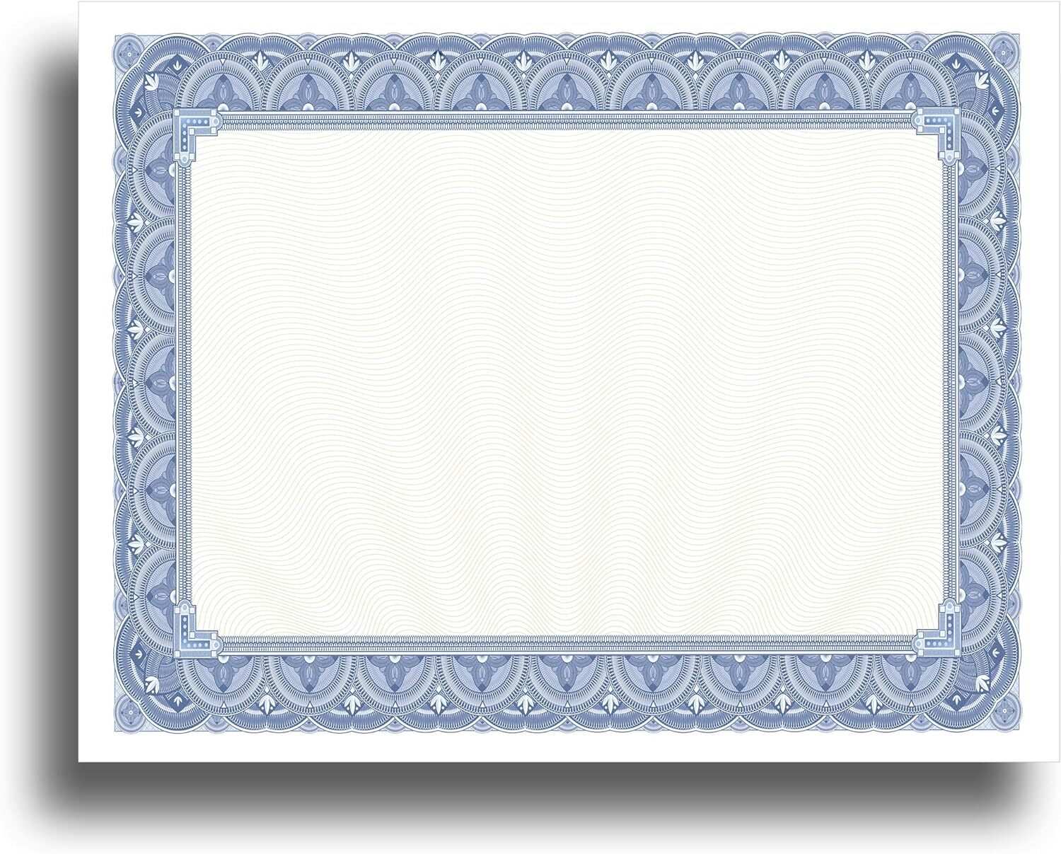 NEW! 100 Sheet 65lb 8.5″ x 11″ Plain Certificate Stock for Printer (Blue Border)