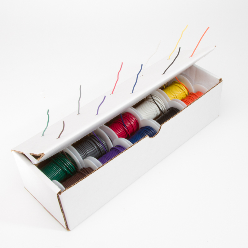 22 AWG Gauge Stranded Hook Up Wire Kit 25 ft Ea 0.0253″ 10 Color UL1007 300 Volt