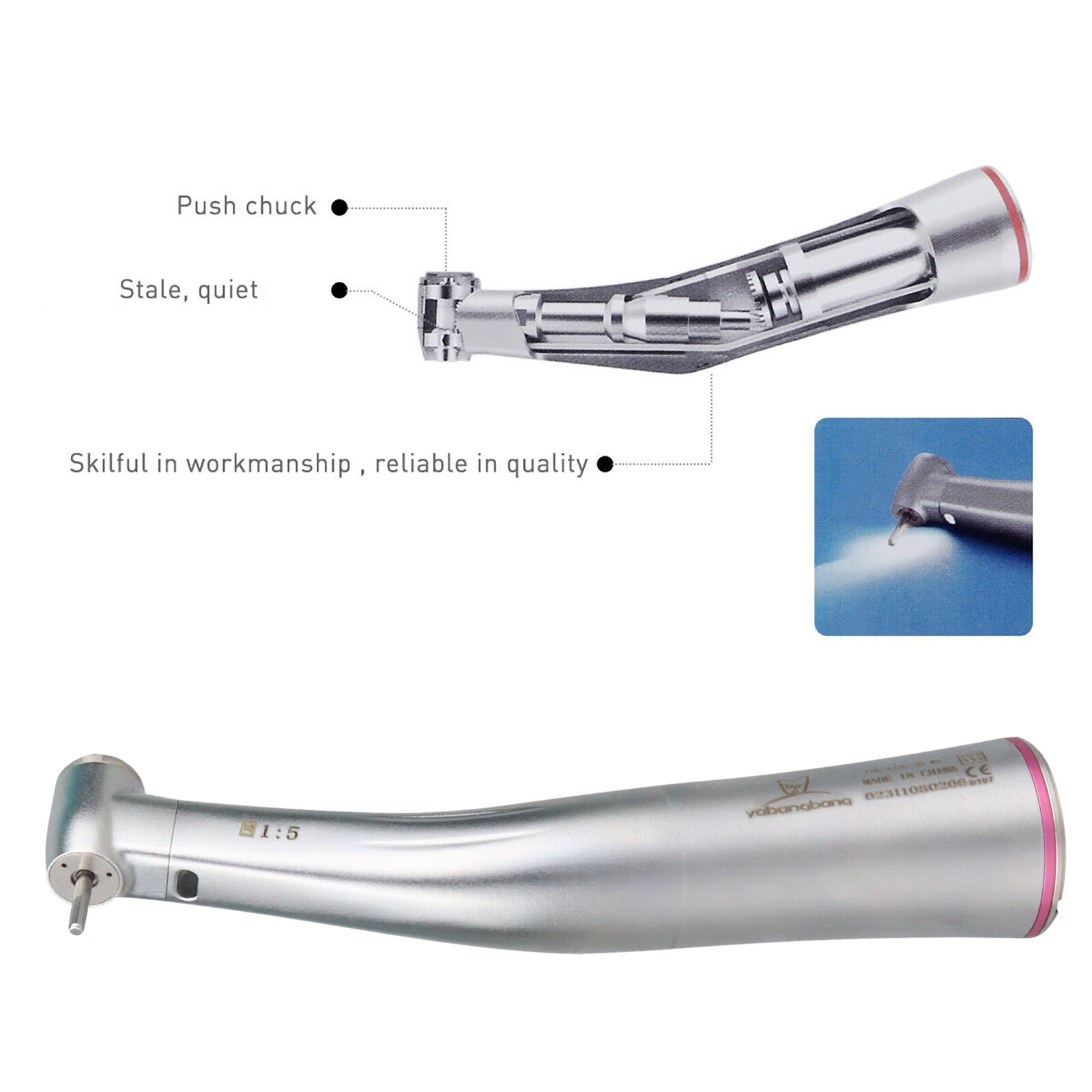 Dental 1:5 Fiber Optic LED Increasing Contra angle Internal 3 Spray Handpiece DL