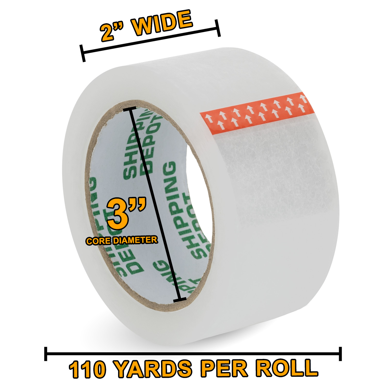 24 Rolls of Shipping Depot Carton Box Sealing Clear Packing Tape 2″ x 110 Yds
