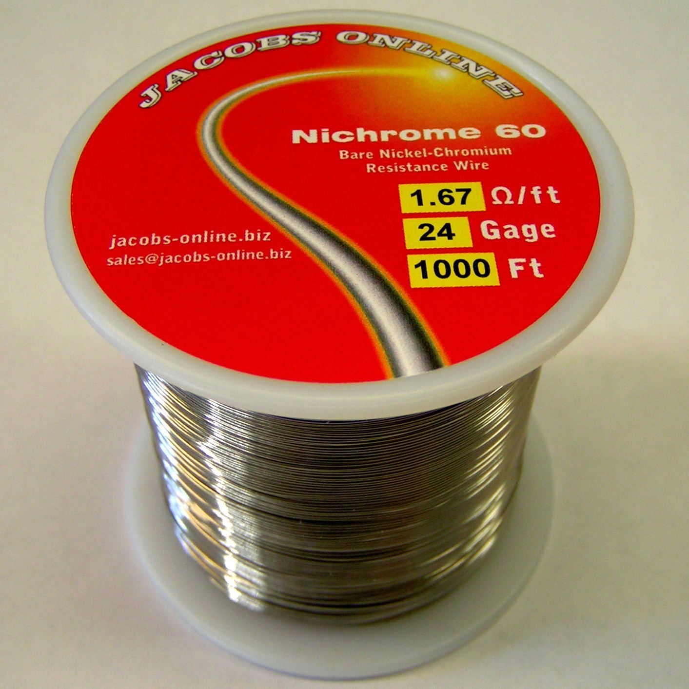 Nichrome 60 resistance wire, 24 AWG (gauge), 1000 ft, approx 1.15 lb