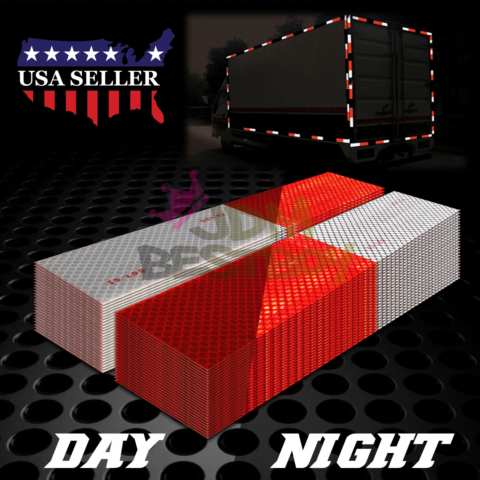 DOT-C2 Conspicuity Reflective Tape Red White 1 Foot Safety Warning Trailer RV