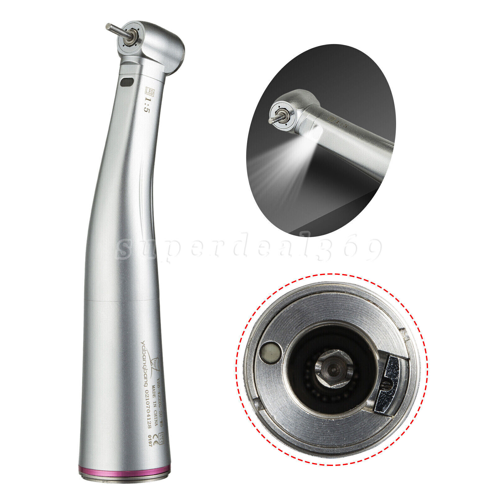 Dental 1:5 LED Fiber Optic Contra Angle Increasing Handpiece /1:1 No-LED Fit NSK