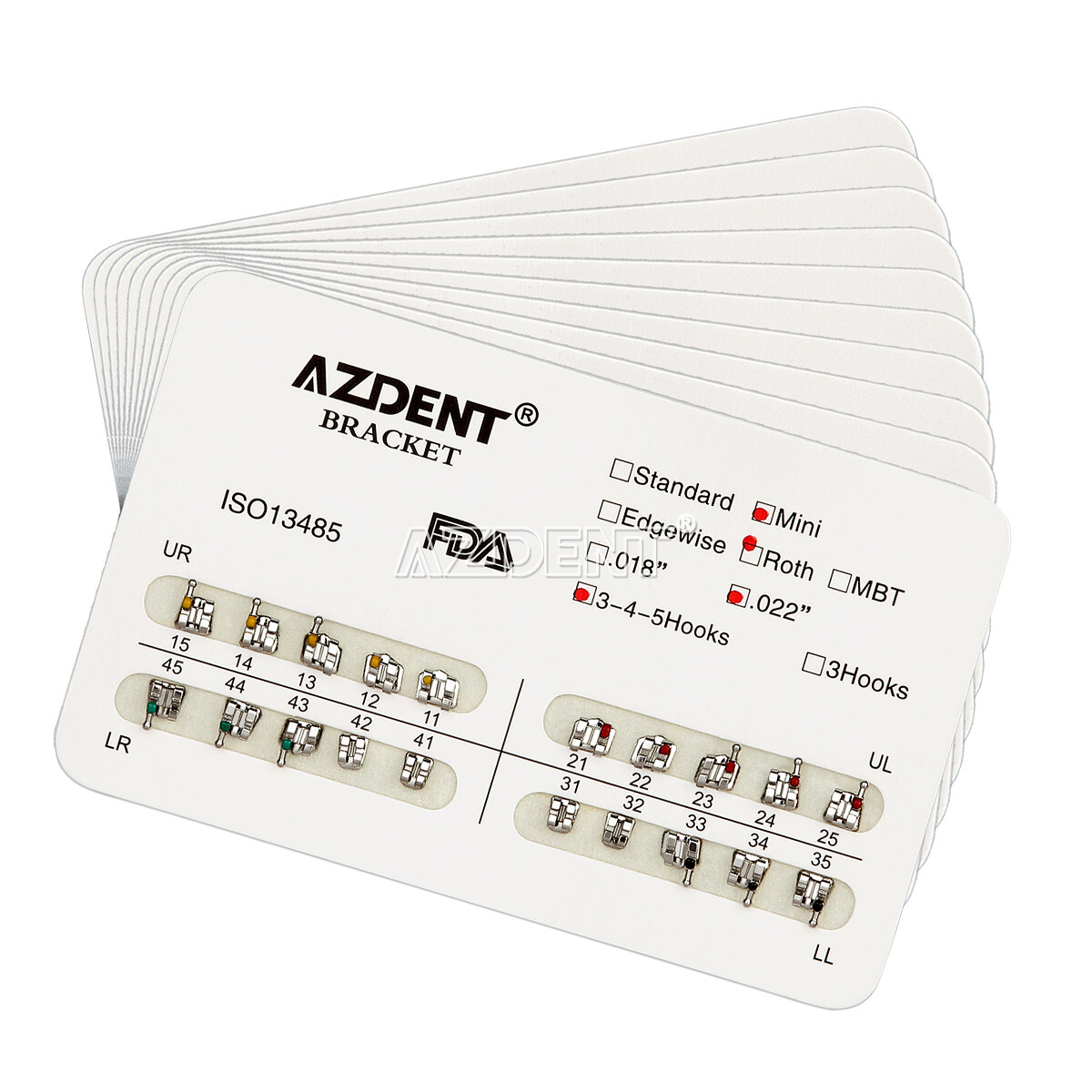 AZDENT Dental Orthodontic Brackets Braces Metal Mini Roth.022 Hooks 345