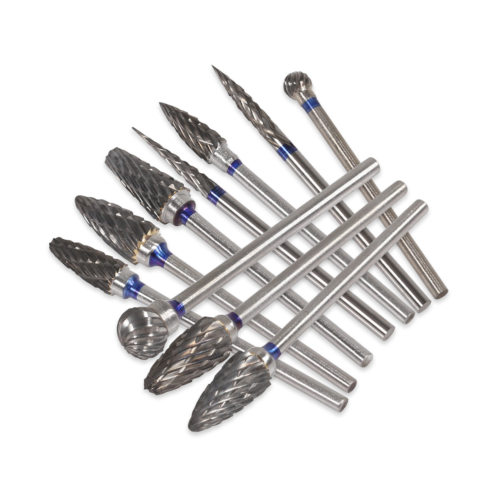 Dental 10 Types Tungsten Carbide Burs Polisher Drill Coarse Cutter 2.35mm 10 Pcs