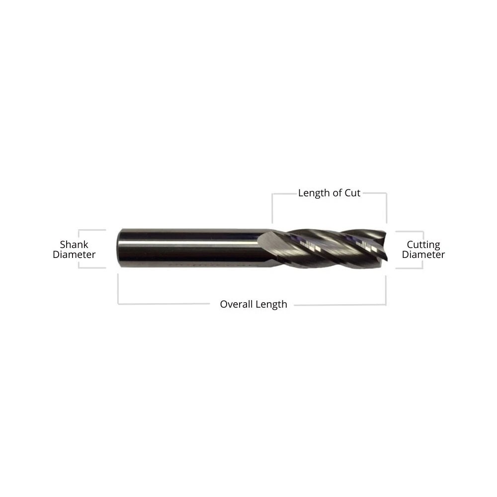 5 Pack 1/4″ Solid Carbide End Mills – 4 Flute Center Cutting CNC USA Made