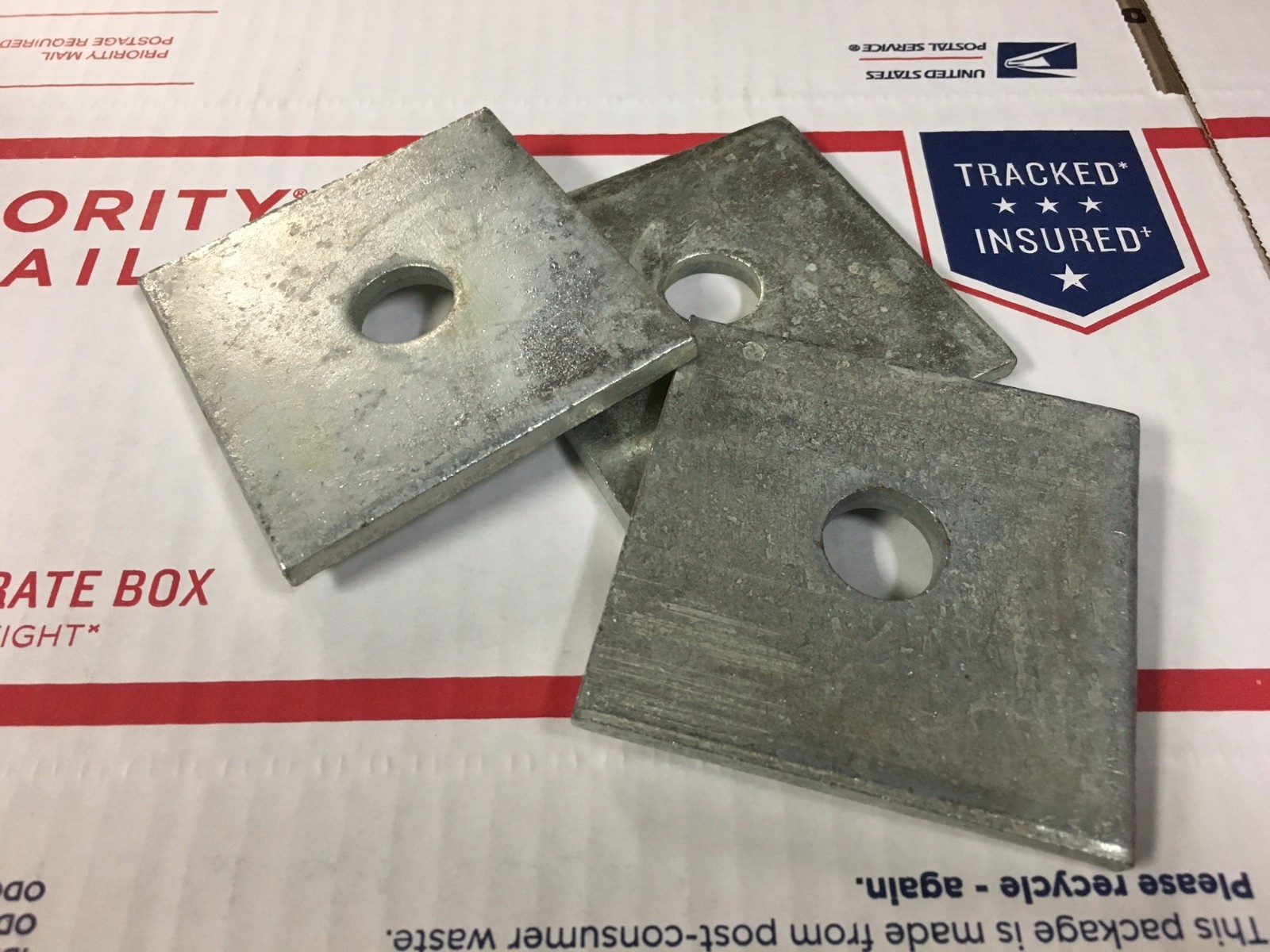 (Qty 50) 1/2″ x 3″ x .25 Square Anchor Bearing Plate Washer Galvanized