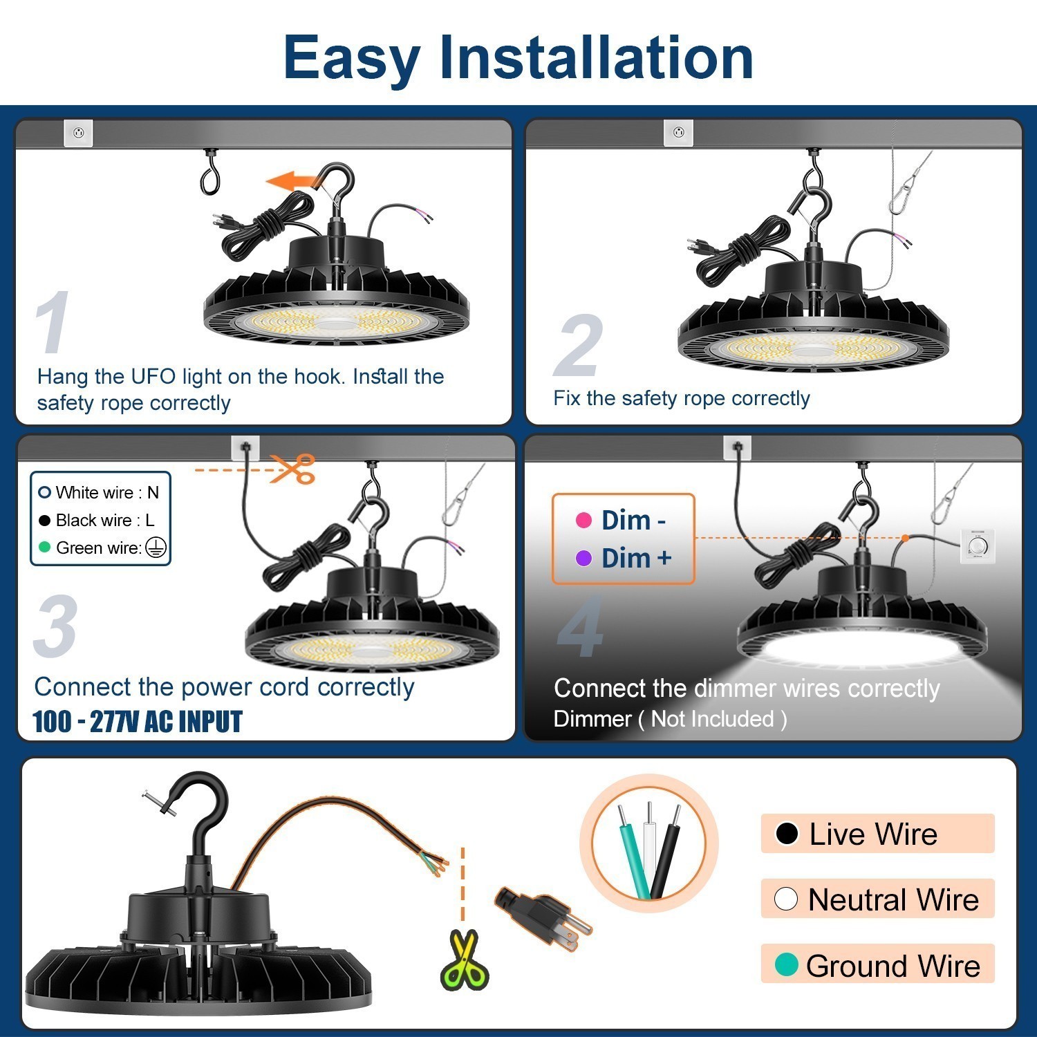 6 Pack 150W UFO Led High Bay Light Industrial Commercial Factory Warehouse Light