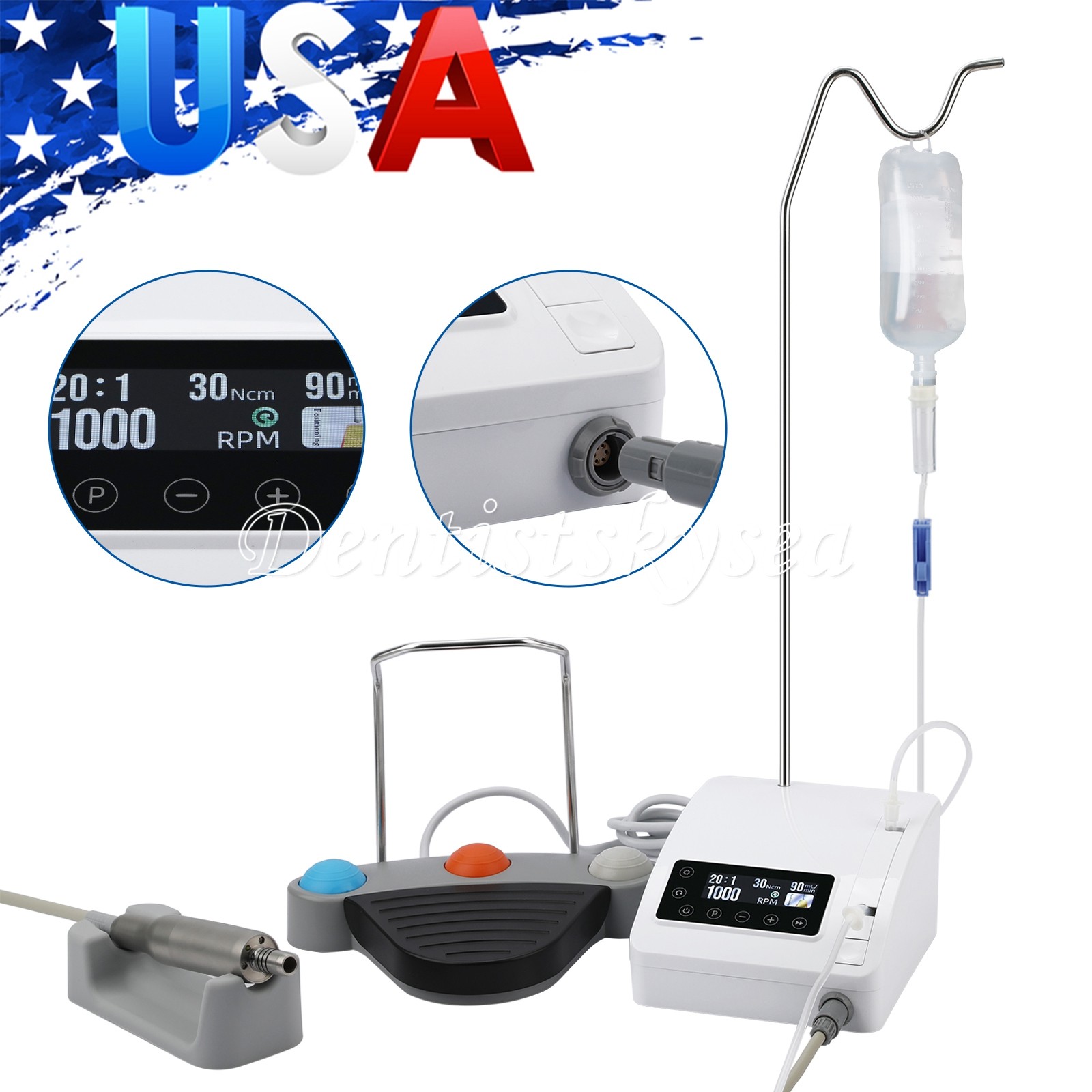 Dental Implant Motor System Touch Screen 1:5 LED Contra Angle Handpiece ST