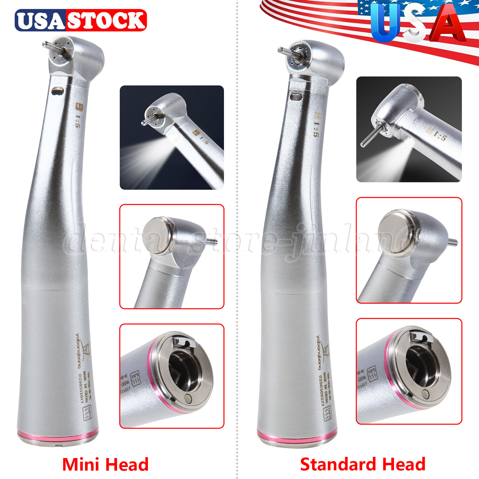 Dental Electric Handpiece 1:5 Speed Contra Angle Fiber Optic YB/ST Standard/Mini