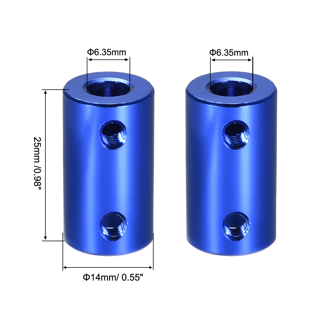 2pcs 1/4″ Bore Rigid Coupling Set Screw Aluminum Alloy Shaft Coupler Connector