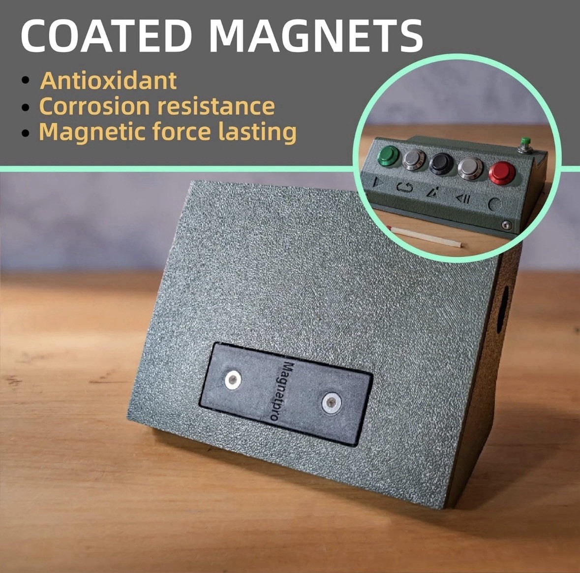 Magnetpro PP Plastic Coated Magnet 20 LB Force Size 2″ x 0.75″ x 0.3″, (8 Pack)