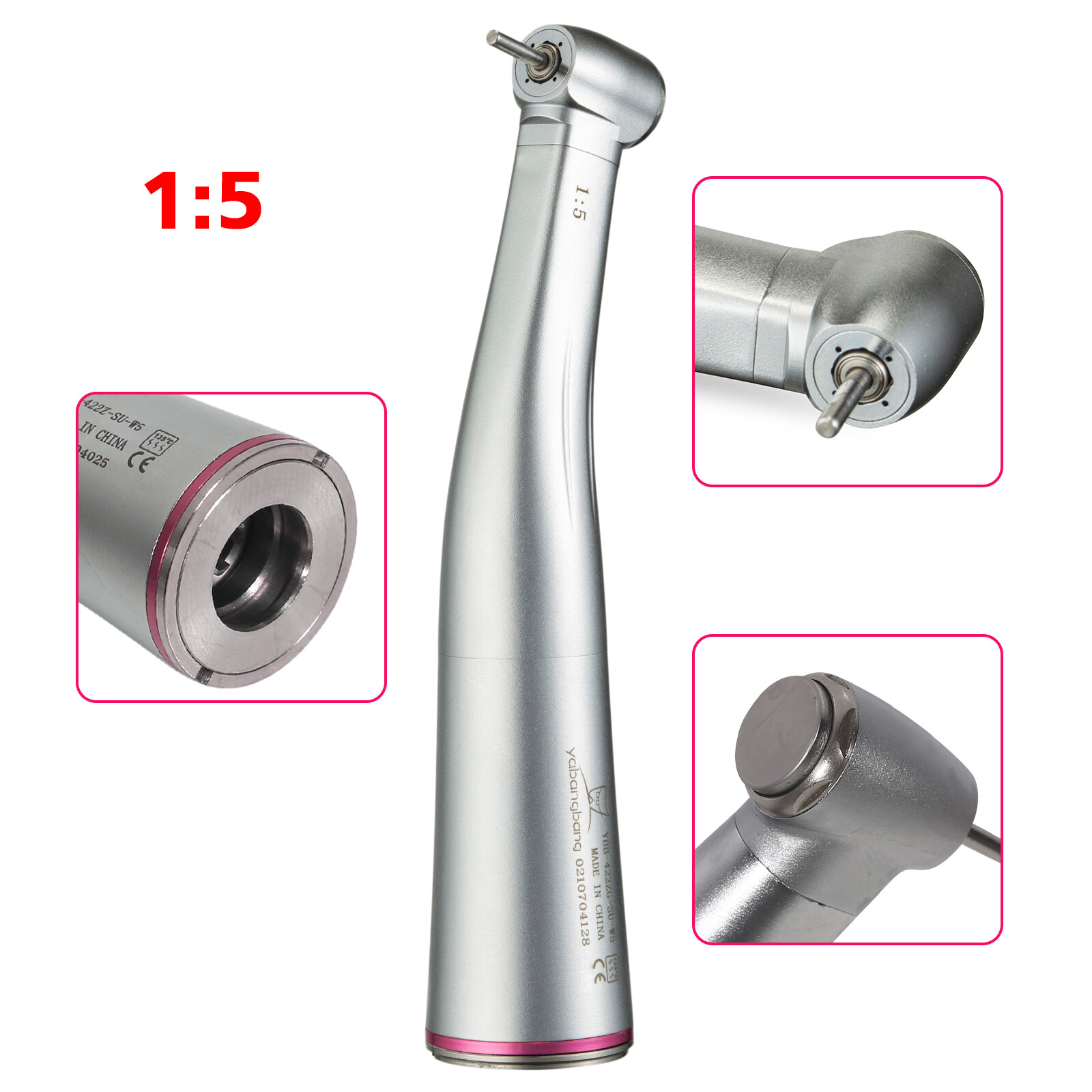 Dental 1:5 / 20:1 NO-LED LED Fiber Optic Contra Angle Handpiece FDA 3Types