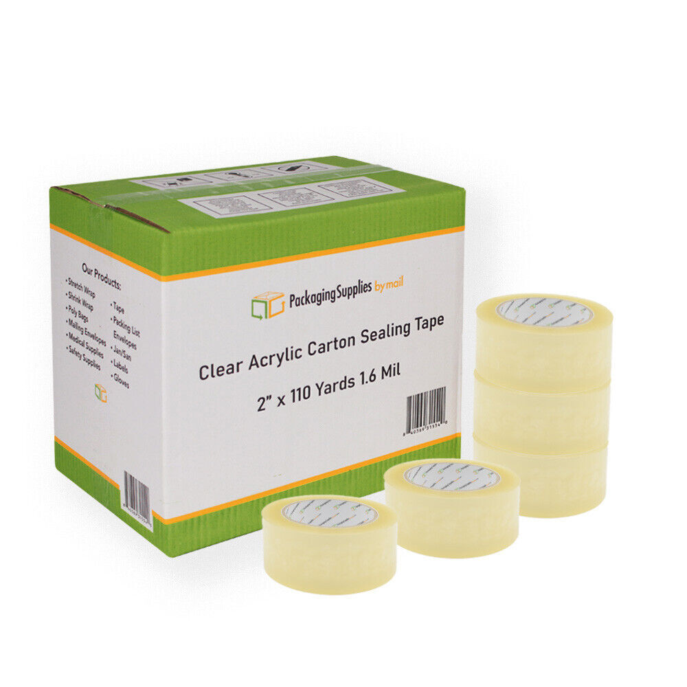72 Rolls Carton Sealing Clear Packing/Shipping/Box Tape 1.6 Mil 2″ x 110 Yards