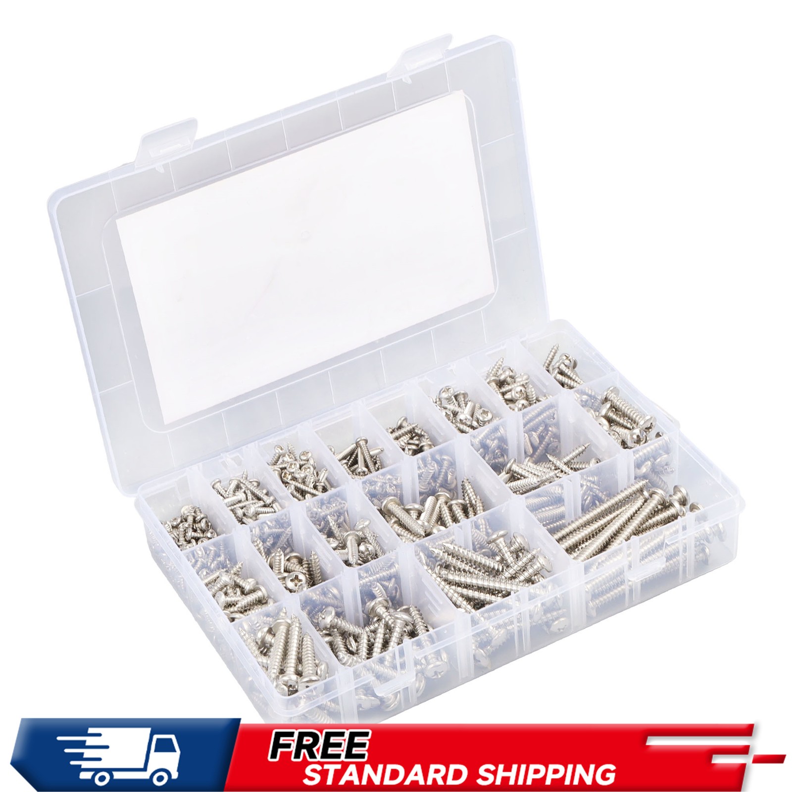 (304) Stainless Flat Self-Tapping Screws 780pcs #4#6#8#10 Assortment Kit