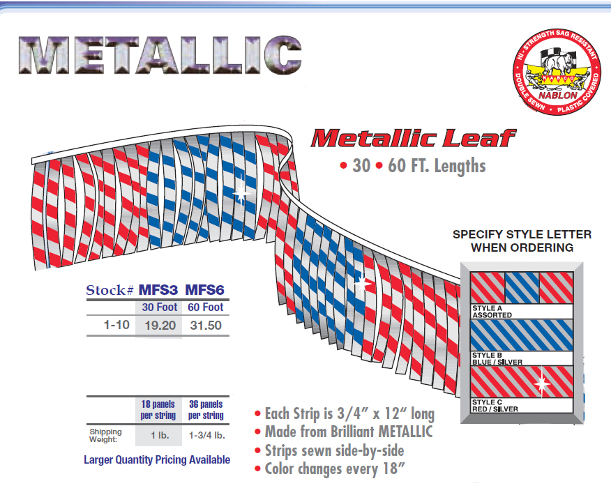 Metallic Pennant Flag Streamers Multi Color 30 Foot (18 Leaf Panels Per String)