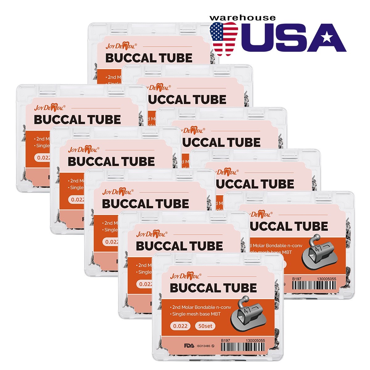 200pcs Dental Ortho Buccal Tubes 2nd Molar MBT 022 Non-Conv Mesh Base Joydental