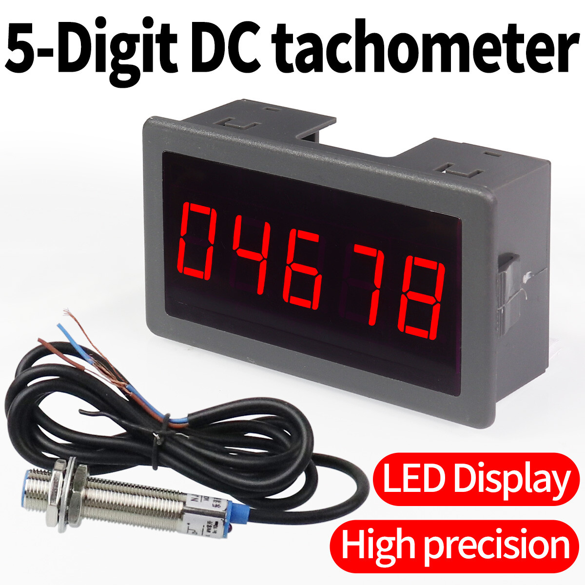 5-Digit LED Digital tachometer RPM Meter For Brushless Motor Fan Hall Sensor NPN