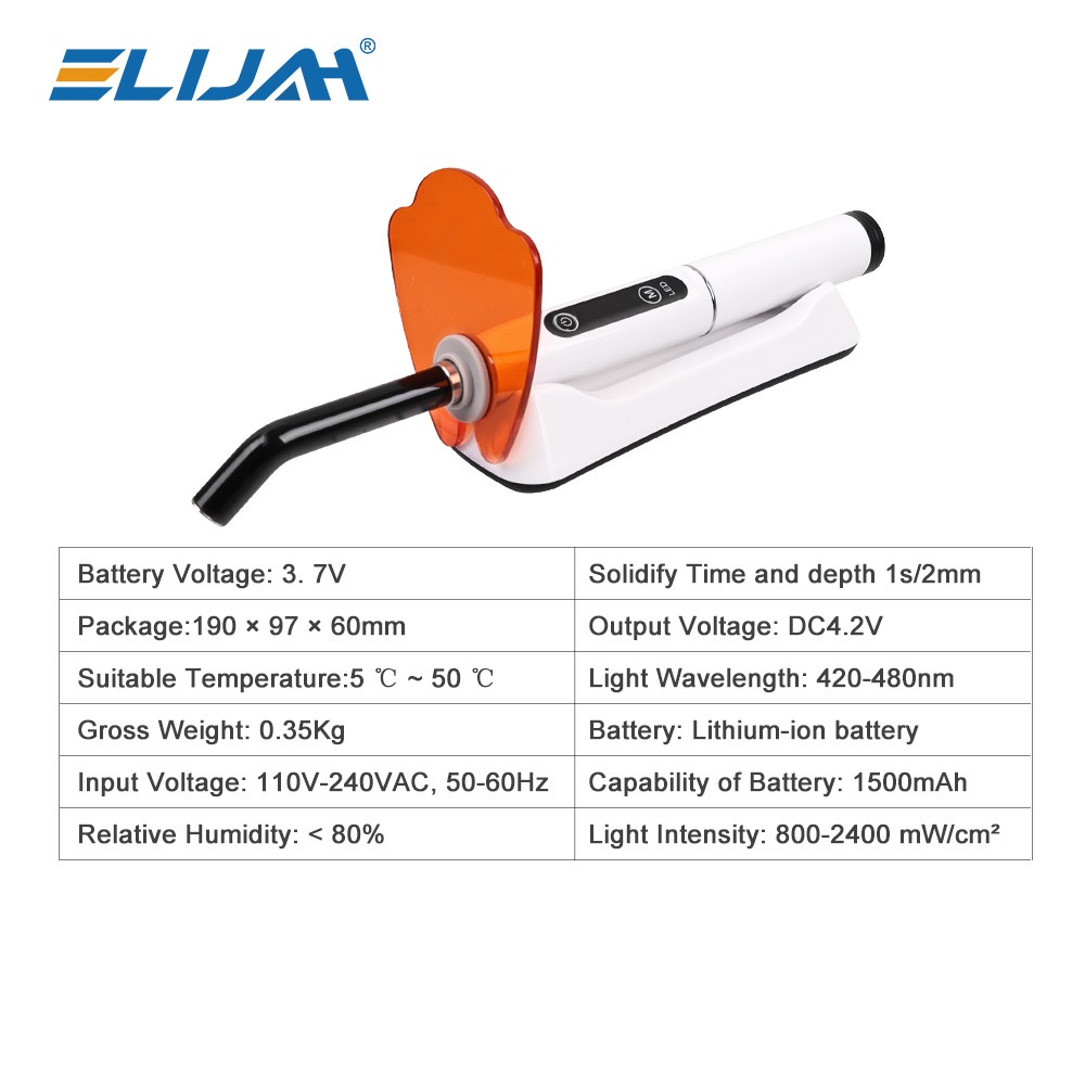 Dental Wireless Light Curing Machine 1s/2mm Resin Curing Light 800-2400mW/cm²-US