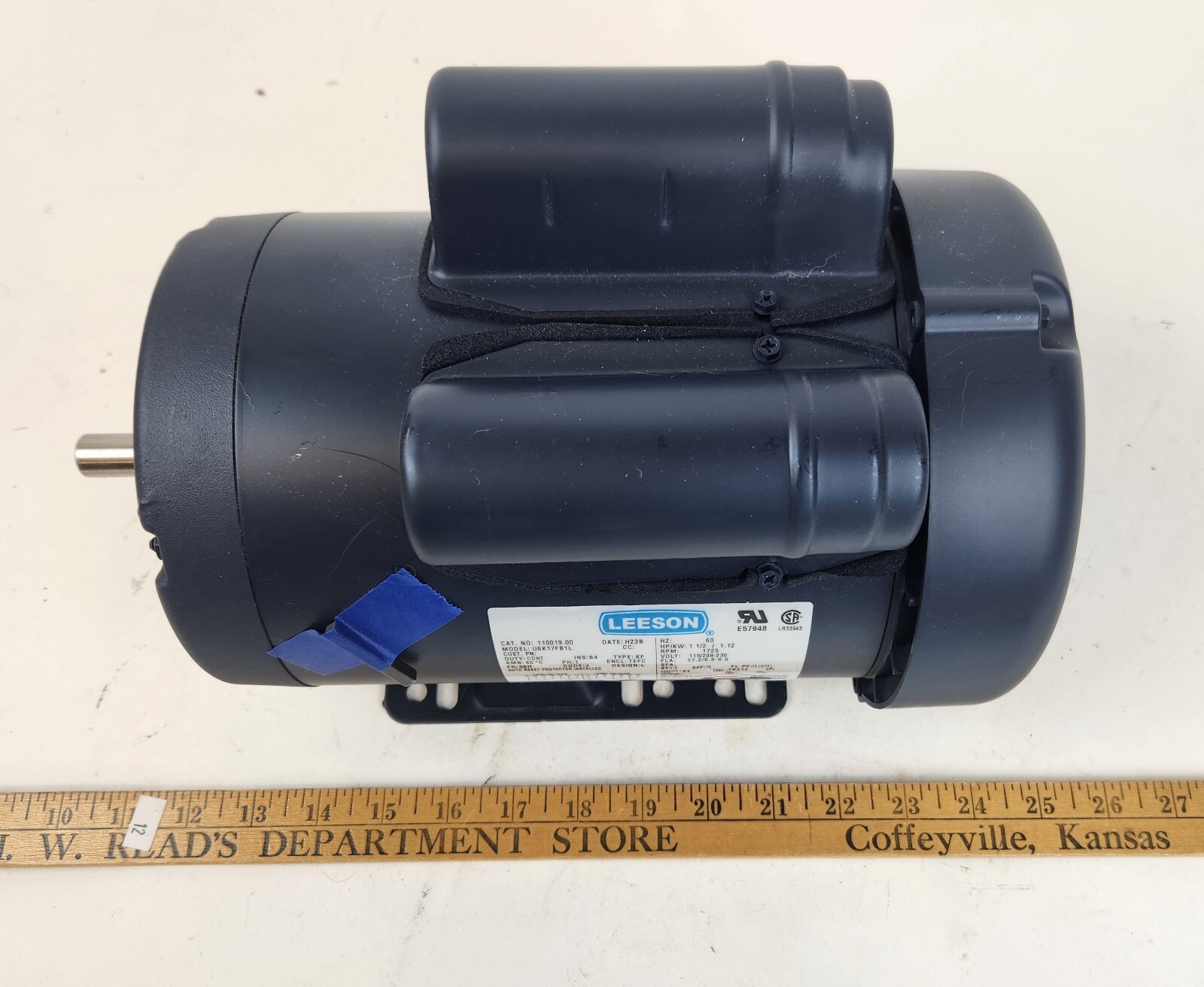 Leeson 110019.00 1.5HP 1725RPM 115/208-230V 1PH General Purpose Motor U6K17FB1L