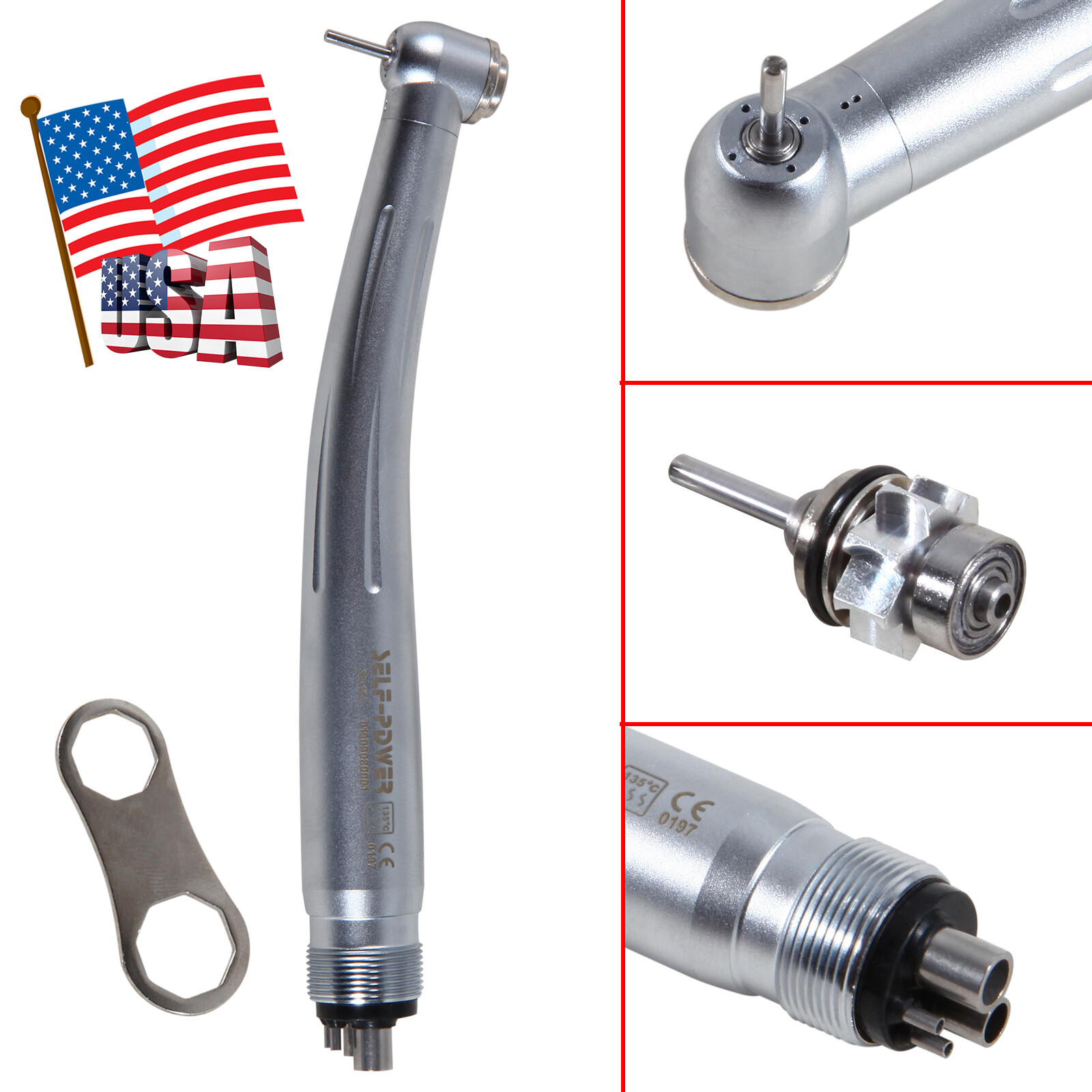Self Power Dental High Speed Handpiece Air Turbine 4 Hole Fit NSK PANA MAX NADA