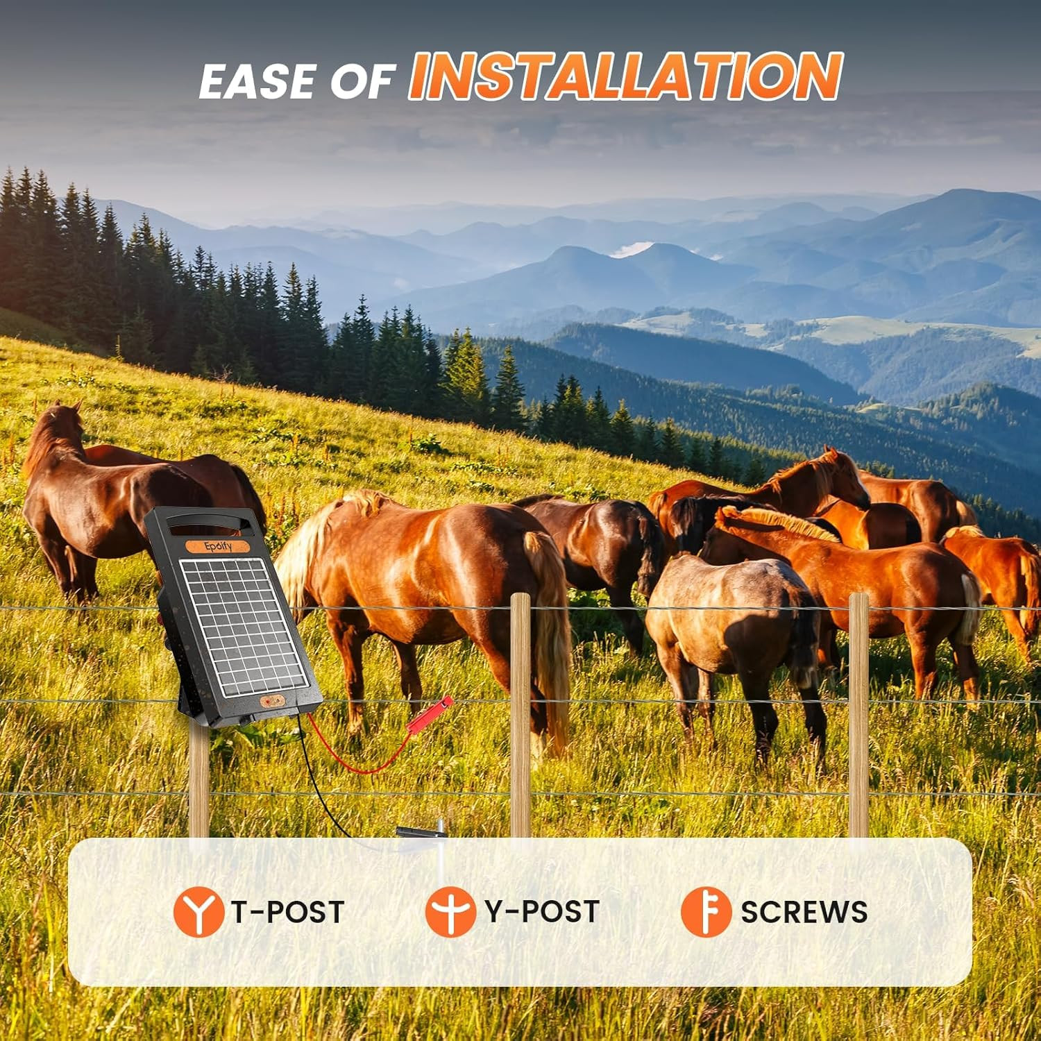 24 Hour Solar Electric Fence Charger, 10 Miles, up to 10200V Output Range Electr