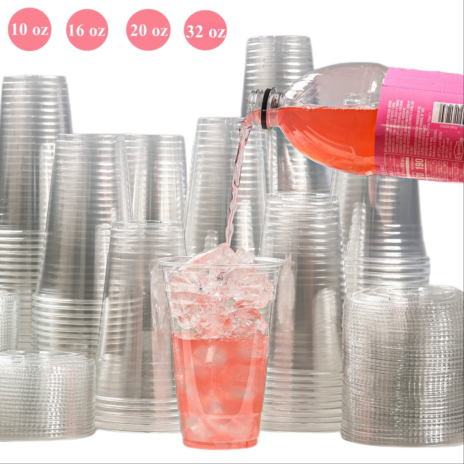 Disposable Crystal Clear Plastic Cups Plastic Flat Lids Iced Coffee Cup BPA Free