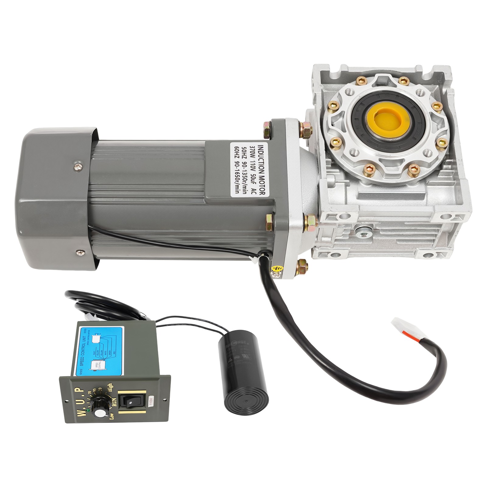 370W Worm Geared Motor w/ Speed Controller Powerful Electric Motor Gear Motor US