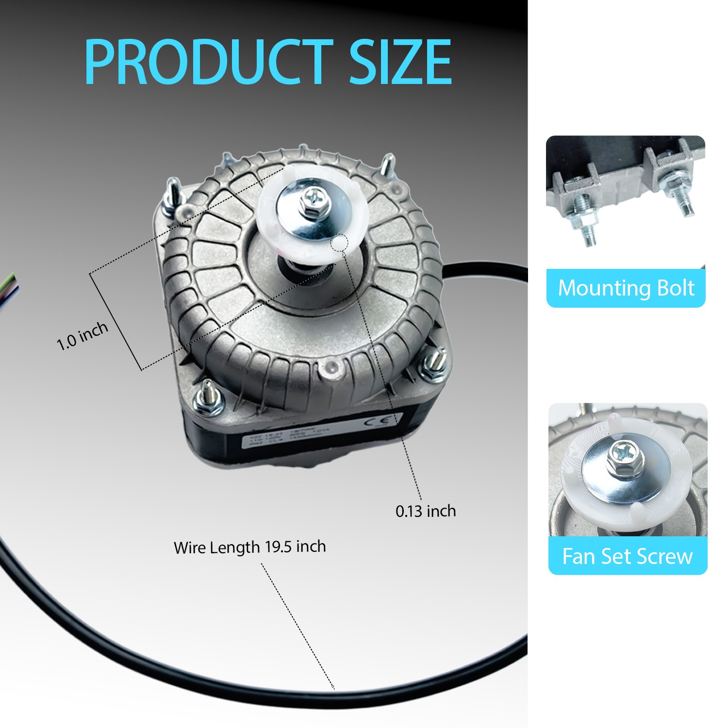 YZF18-25 Condenser Fan Motor 18/70W 120V 60Hz 1550 r/min 4 Shaded Poles