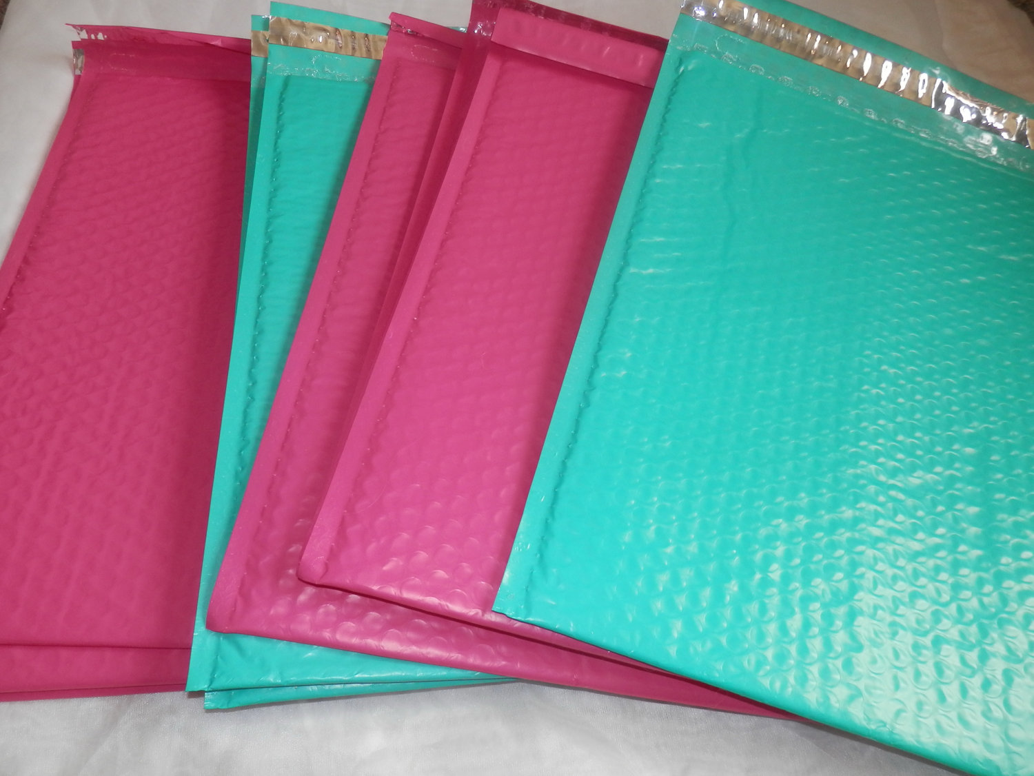 30 Hot Pink and Teal 10.5 X 15.25 Poly Bubble Mailers, Shipping Padded Mailer #5