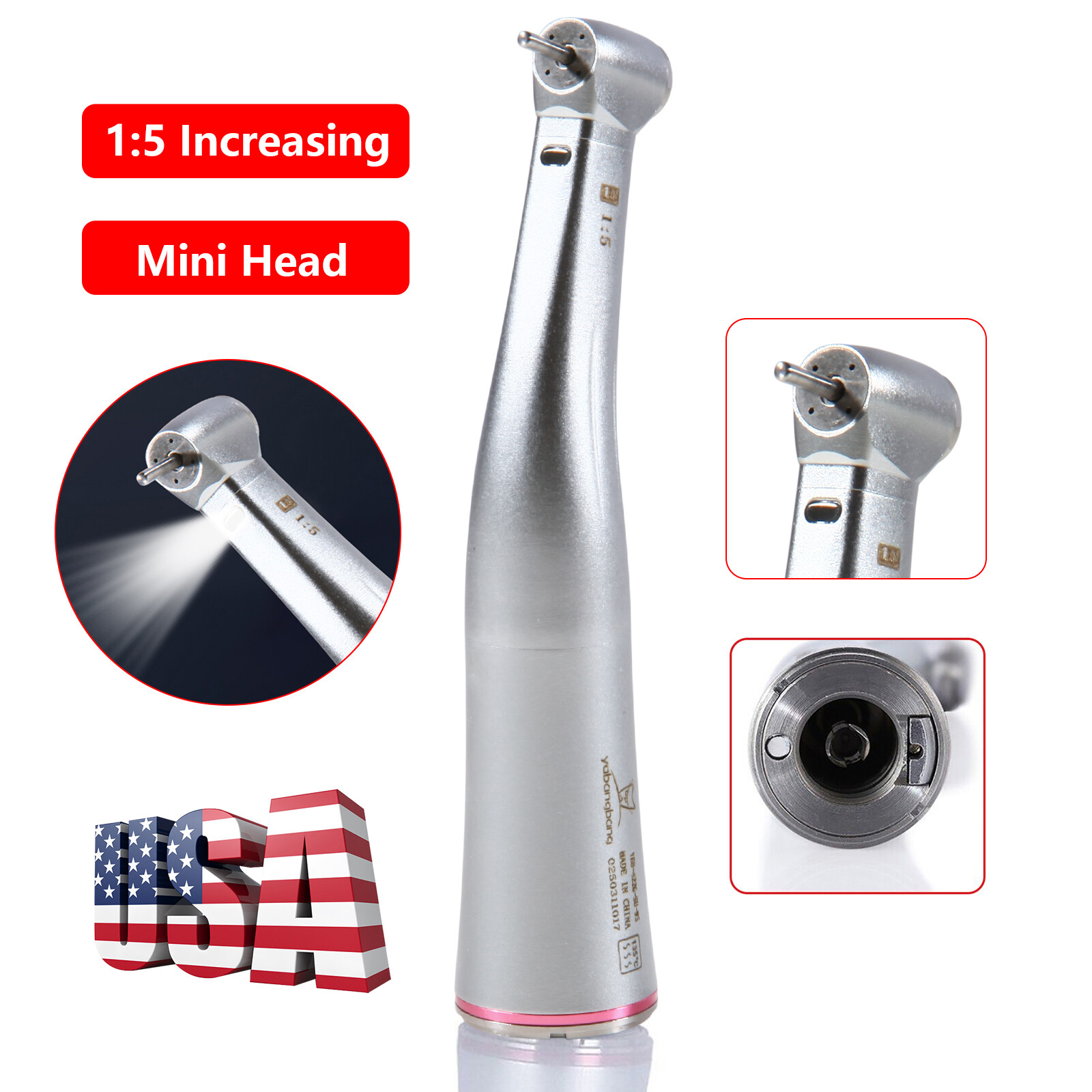 Dental Electric Handpiece 1:5 Speed Contra Angle Fiber Optic YB/ST Standard/Mini