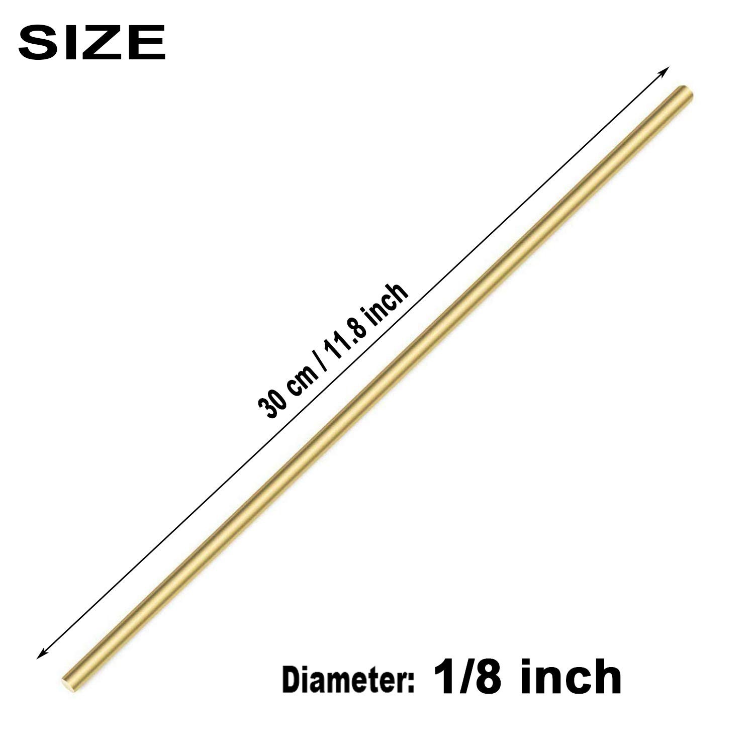 1/8 Inch Brass Round Rod, 8Pcs Solid x 12 Inches(8 PCS), Golden