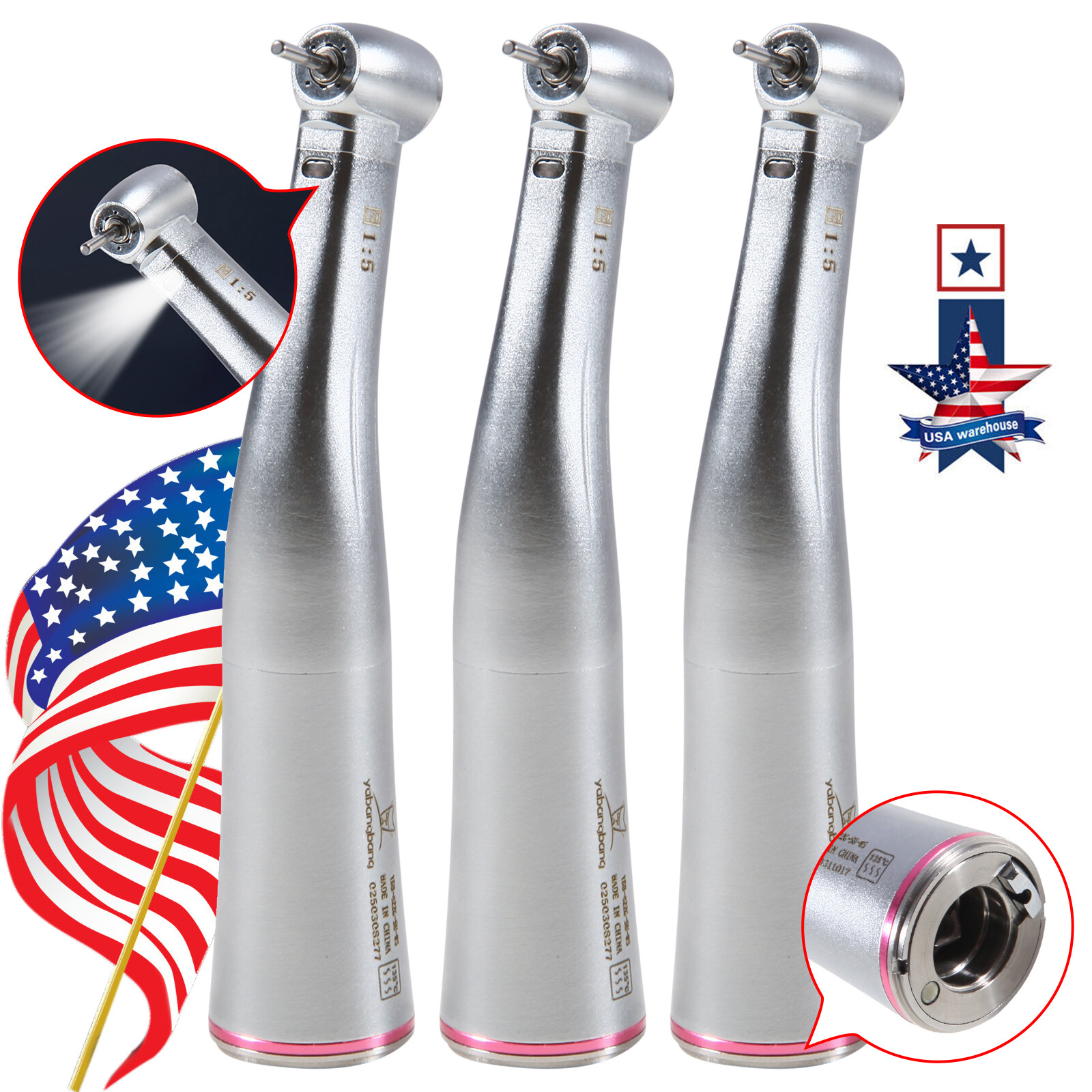 Dental 1:5 LED Fiber Optic Contra Angle Handpiece Standard Fit NSK Ti-MAX X95L
