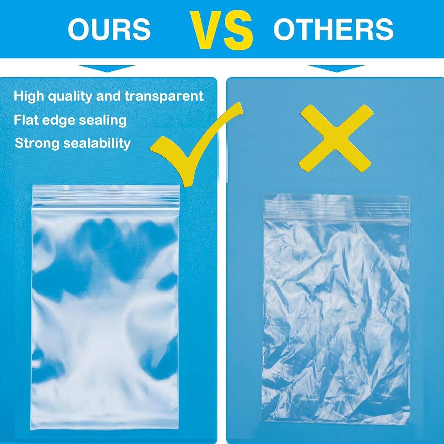 100-Pack 3″x4″ Clear Resealable Plastic Bags, 2 Mil Zip Lock for Storage