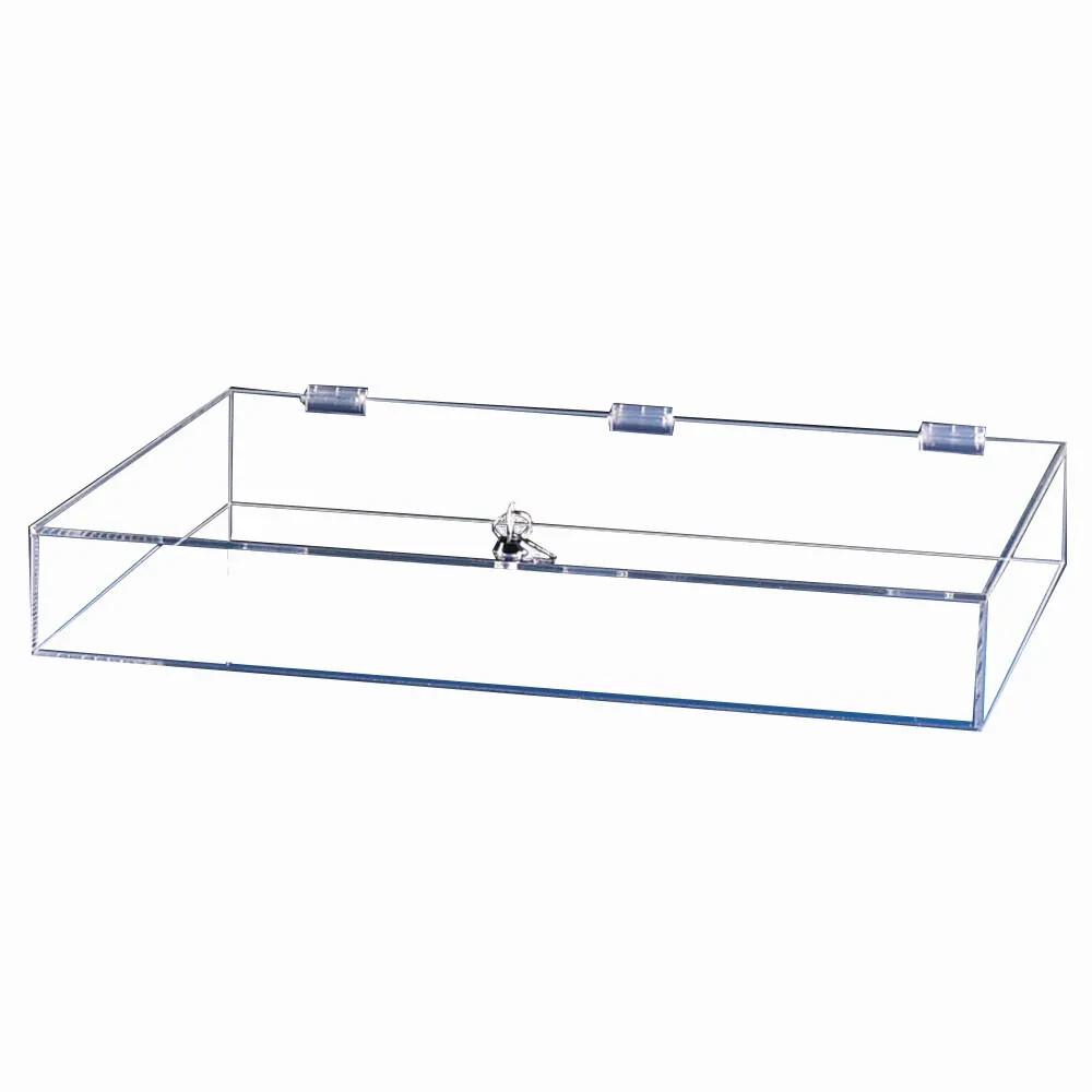 Clear Acrylic Rectangle Table Top Locking Display Case 24-1/4″ x 18-1/4″ x 3″