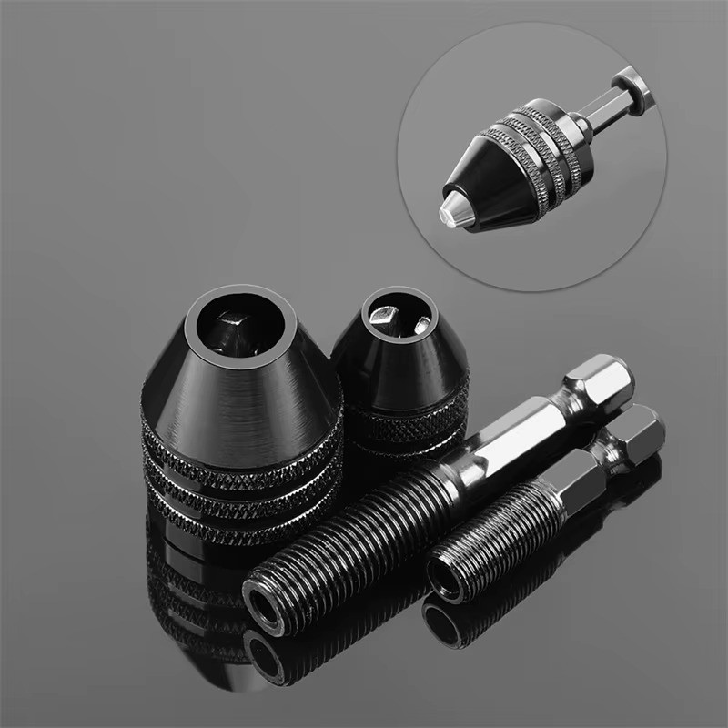 4Pcs 1/4″Hex Shank Keyless Drill Chuck Adapter Bit Quick Change Converter Driver