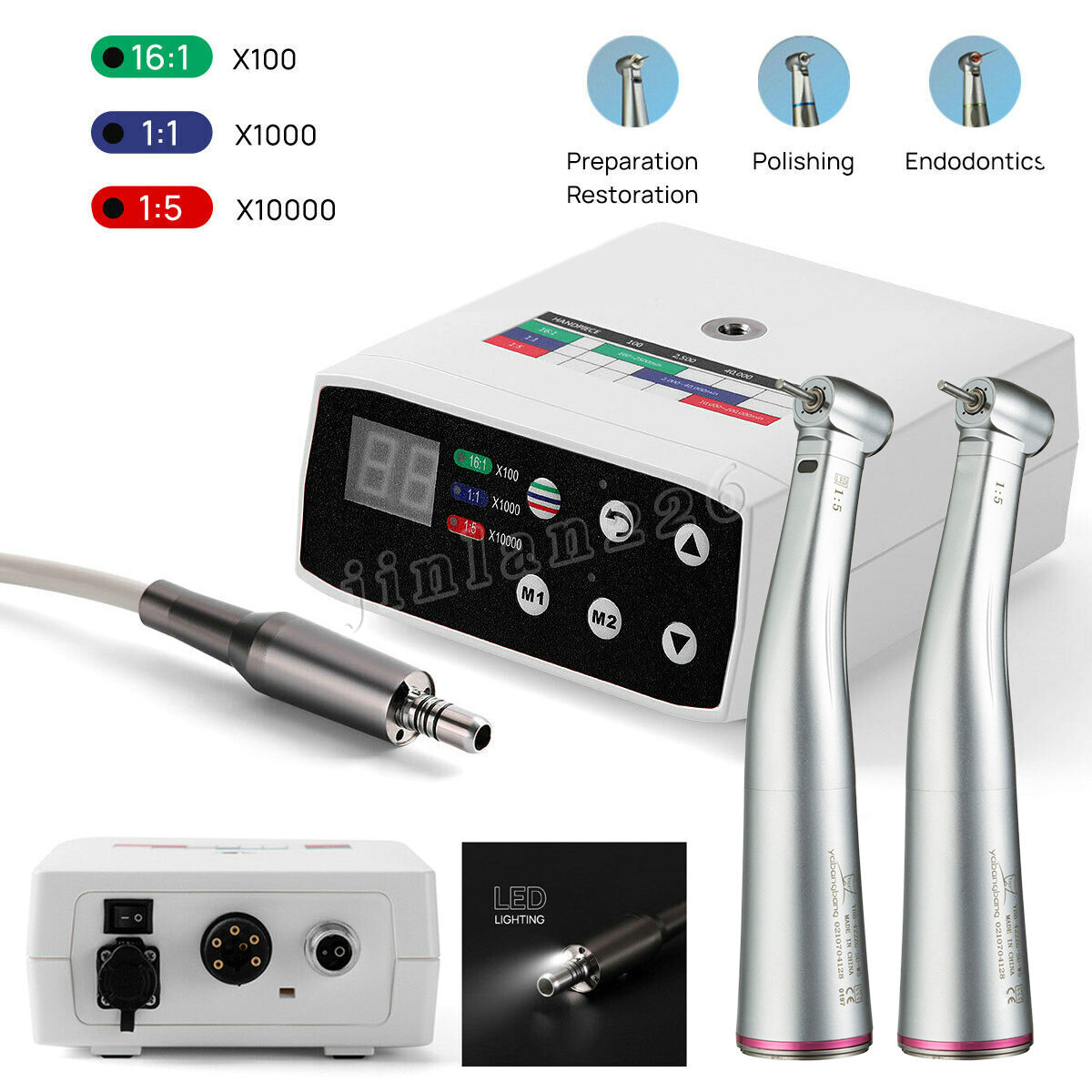 NSK Style Dental Brushless LED Electric Micro Motor 1:5 Increasing Handpiece Kit