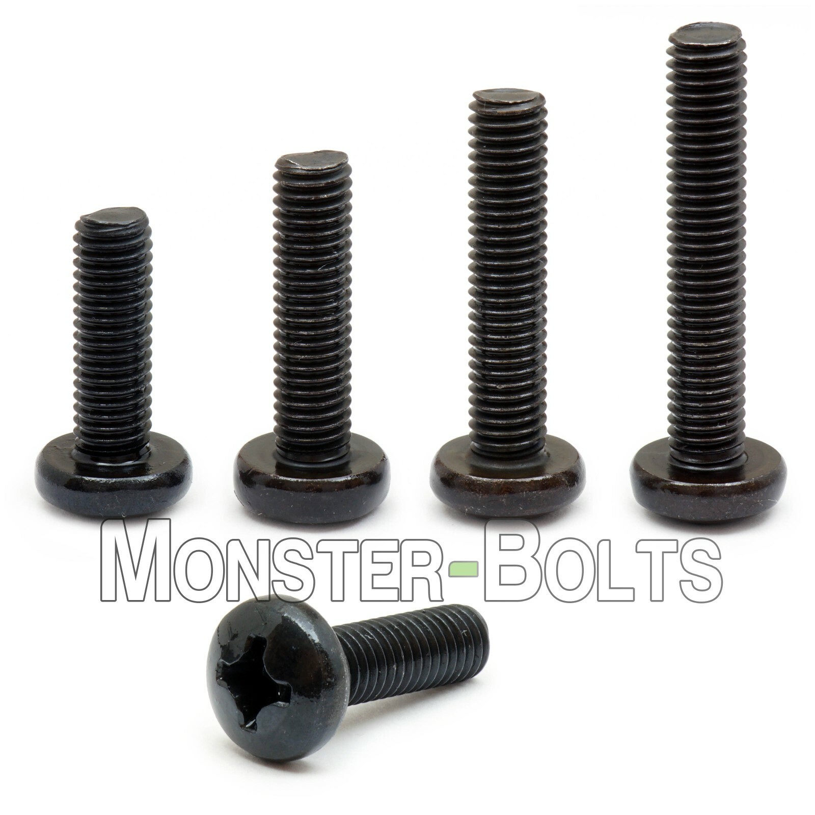 M5 Phillips Pan Head Machine Screws, Steel w Black Oxide & Oil, DIN 7985A Metric